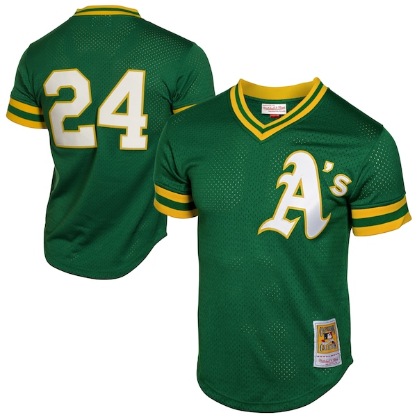 Rickey Henderson Oakland Athletics 1991 Cooperstown Mesh Batting Practice Jersey - Green