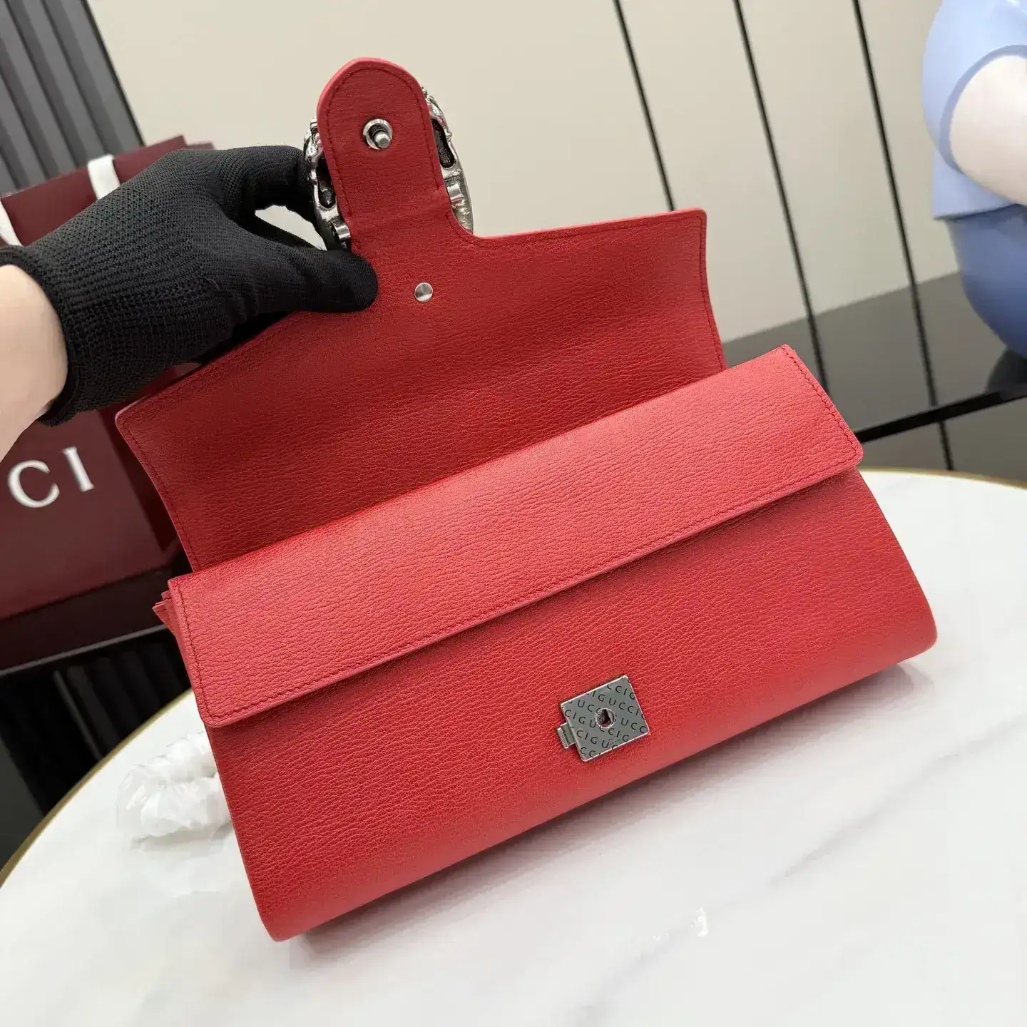 Gucci Dionysus Red Grained Leather Shoulder Bag product photo from LabelPicks