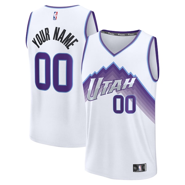 Utah Jazz  Fast Break Replica Custom Jersey - White - Association Edition/Black/Purple