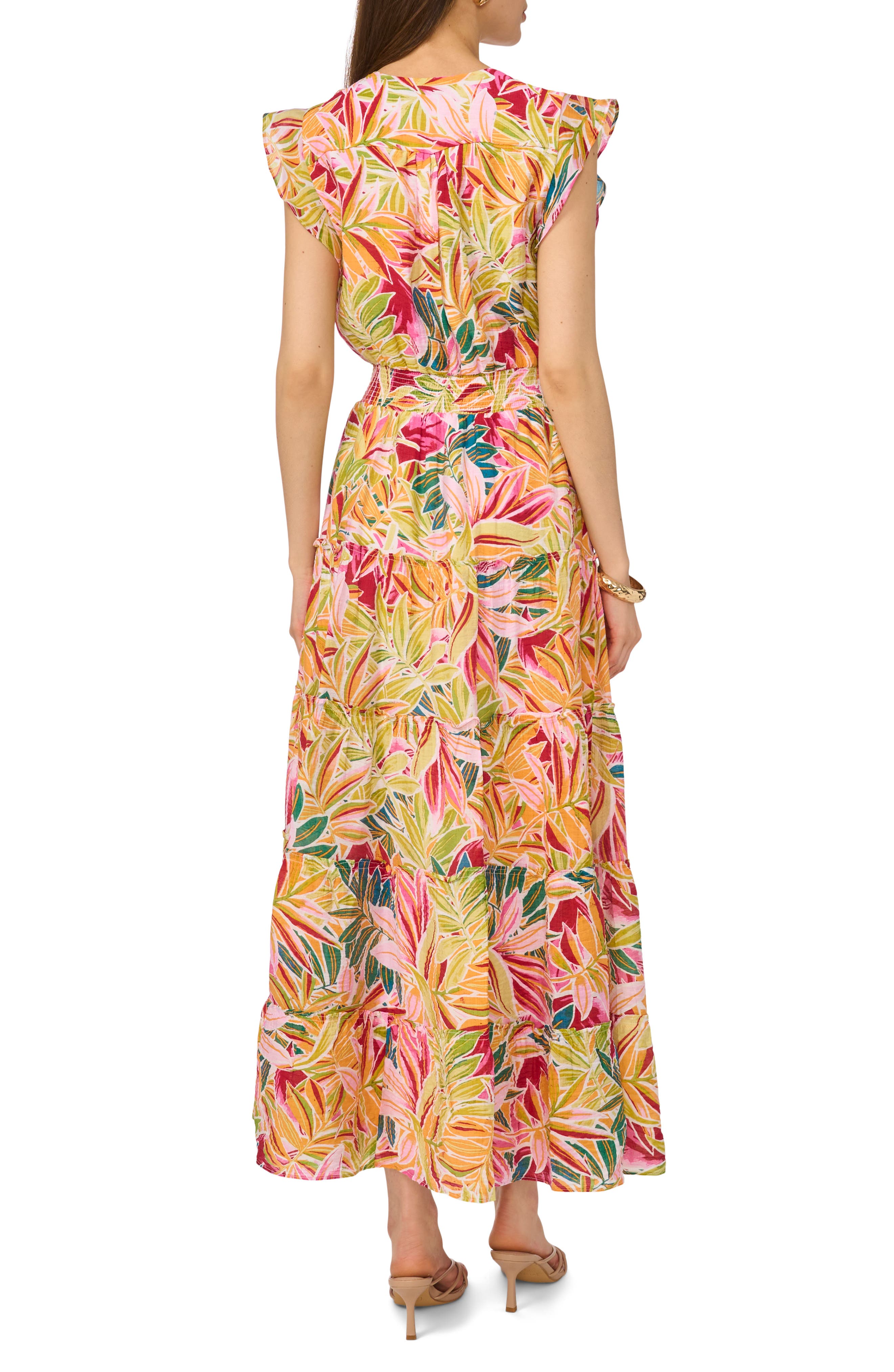 Halogen® Ruffle Cap Sleeve Tiered Maxi Dress