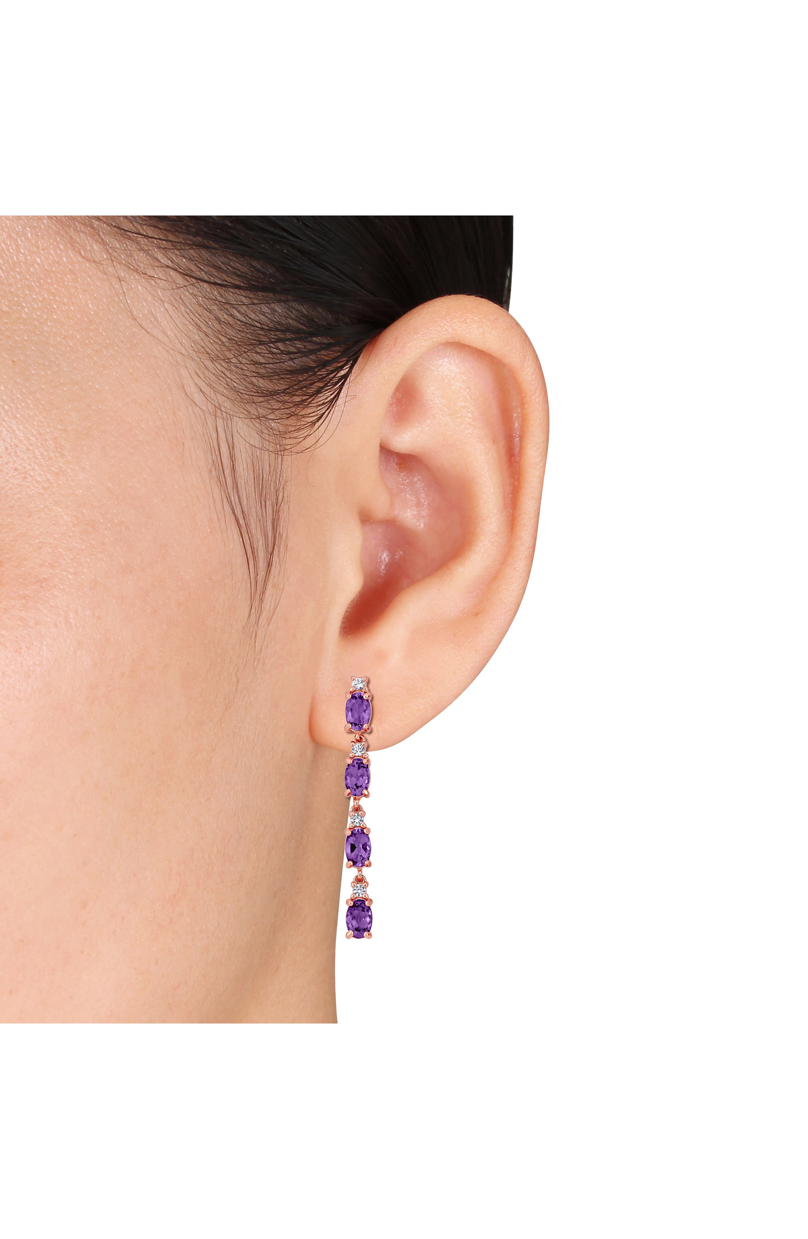 DELMAR Amethyst & White Topaz Earrings & Necklace Set
