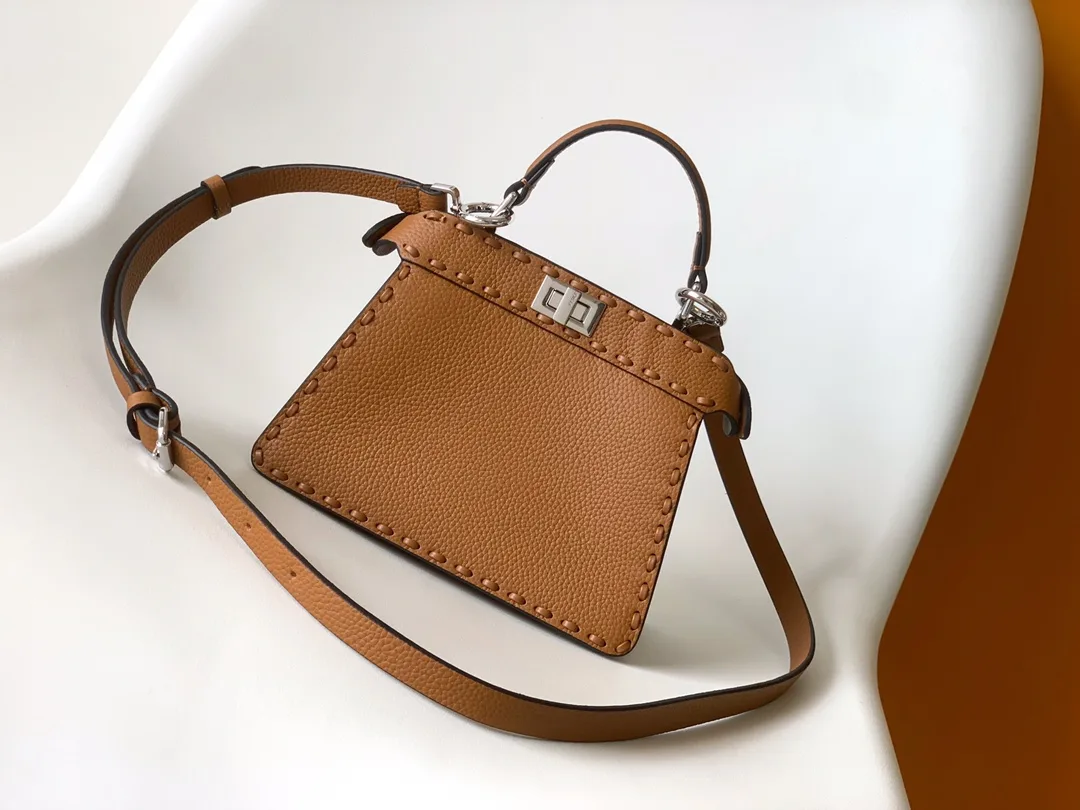 Fendi Brown Peekaboo Calfskin Top Handle Bag product photo from LabelPicks