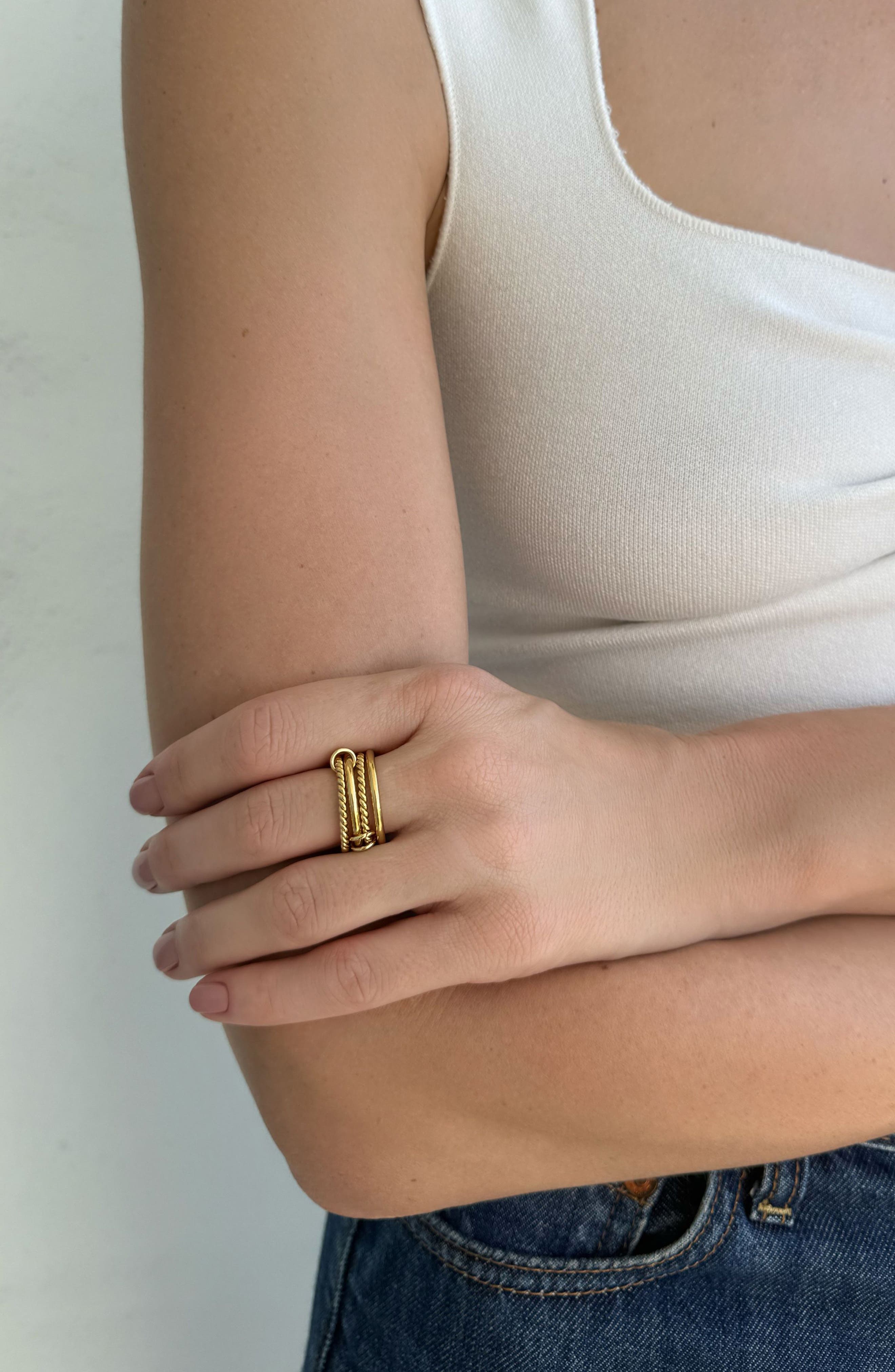 Adornia 18K Gold Plated Stacked Band Ring