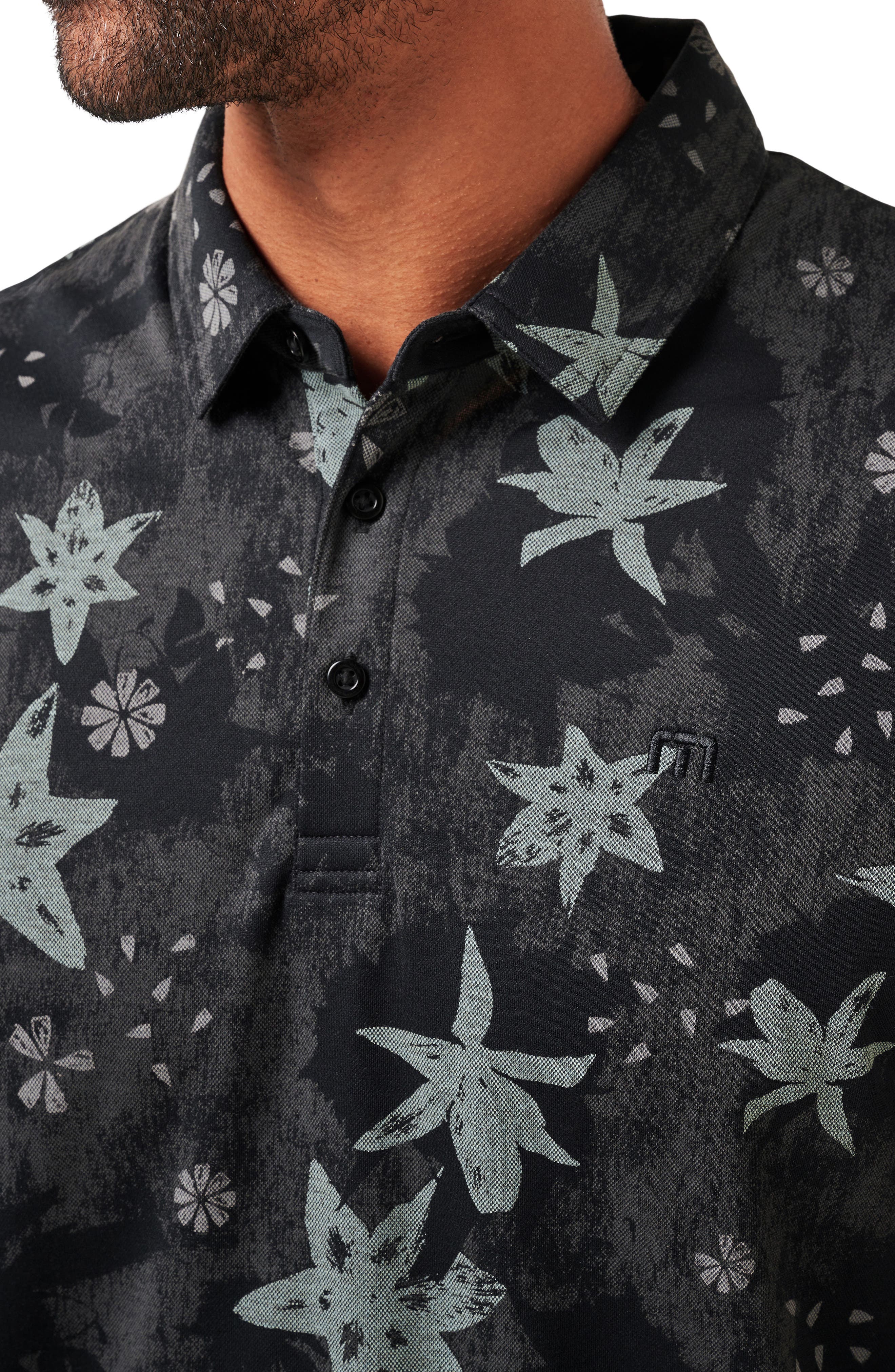 TravisMathew Trek Tide Floral Cotton Blend Piqué Polo