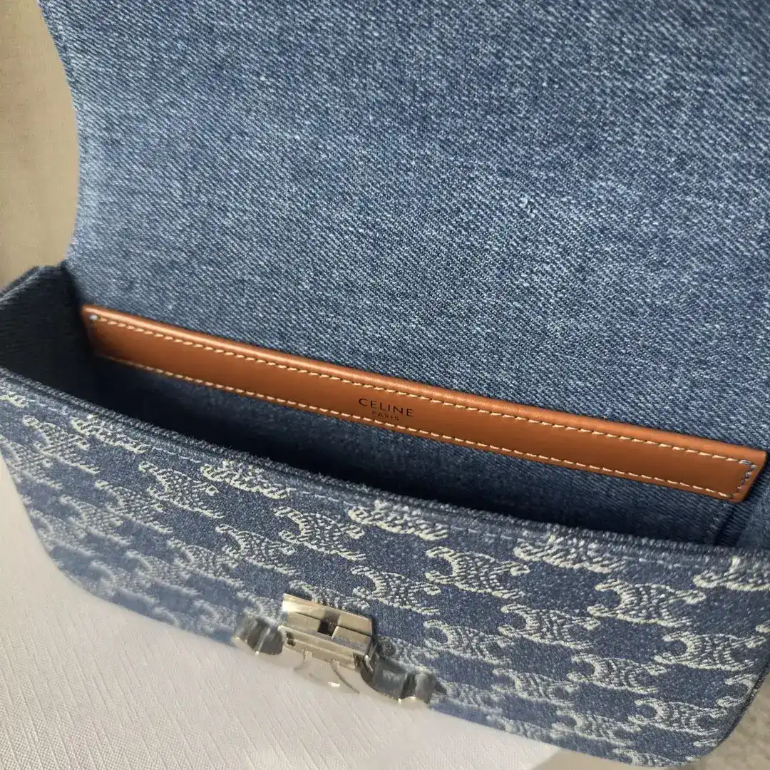 Celine Silver Triomphe Denim Shoulder Bag product photo from LabelPicks