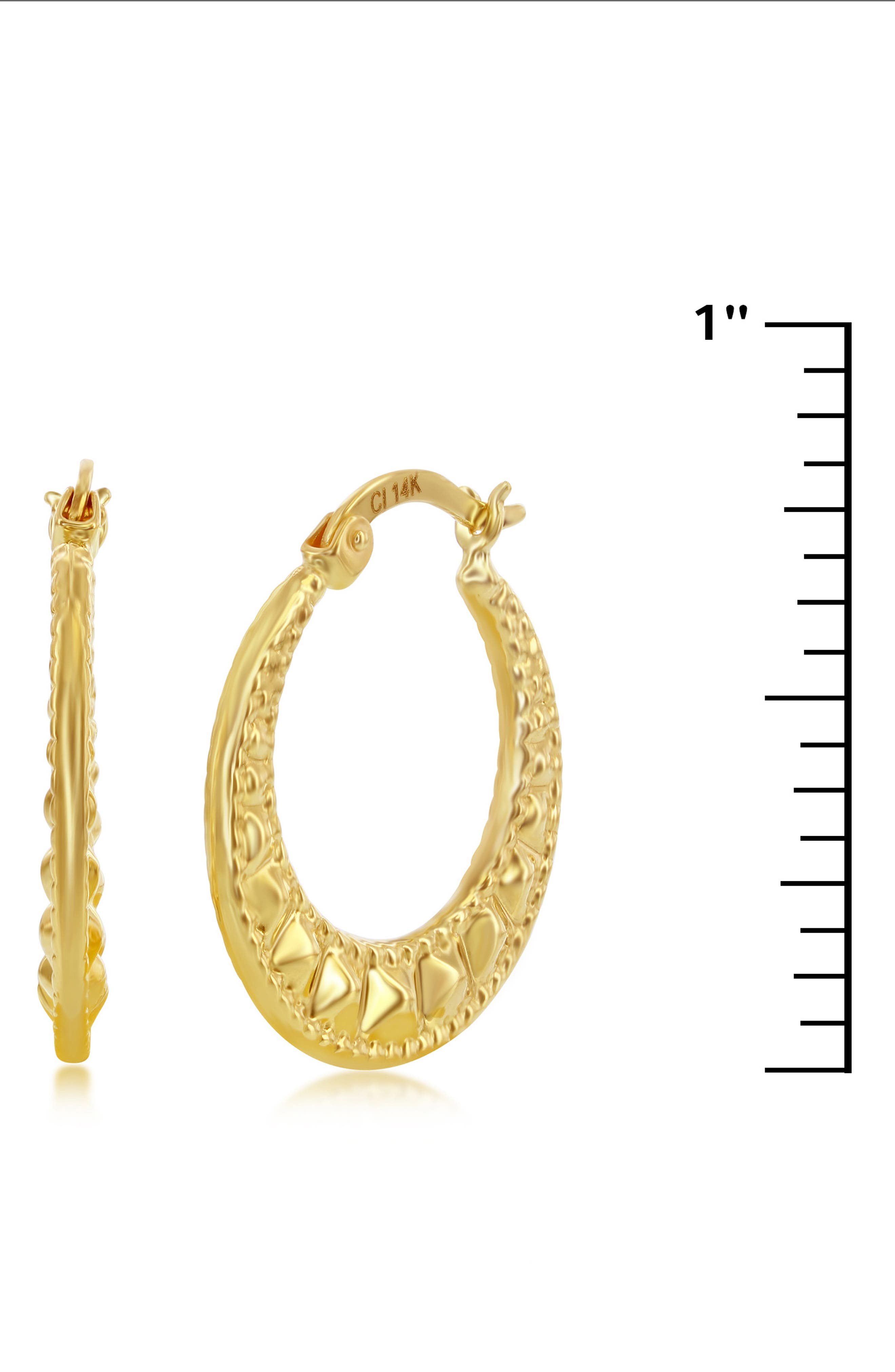 SIMONA 14K Yellow Gold Textured Hoop Earrings