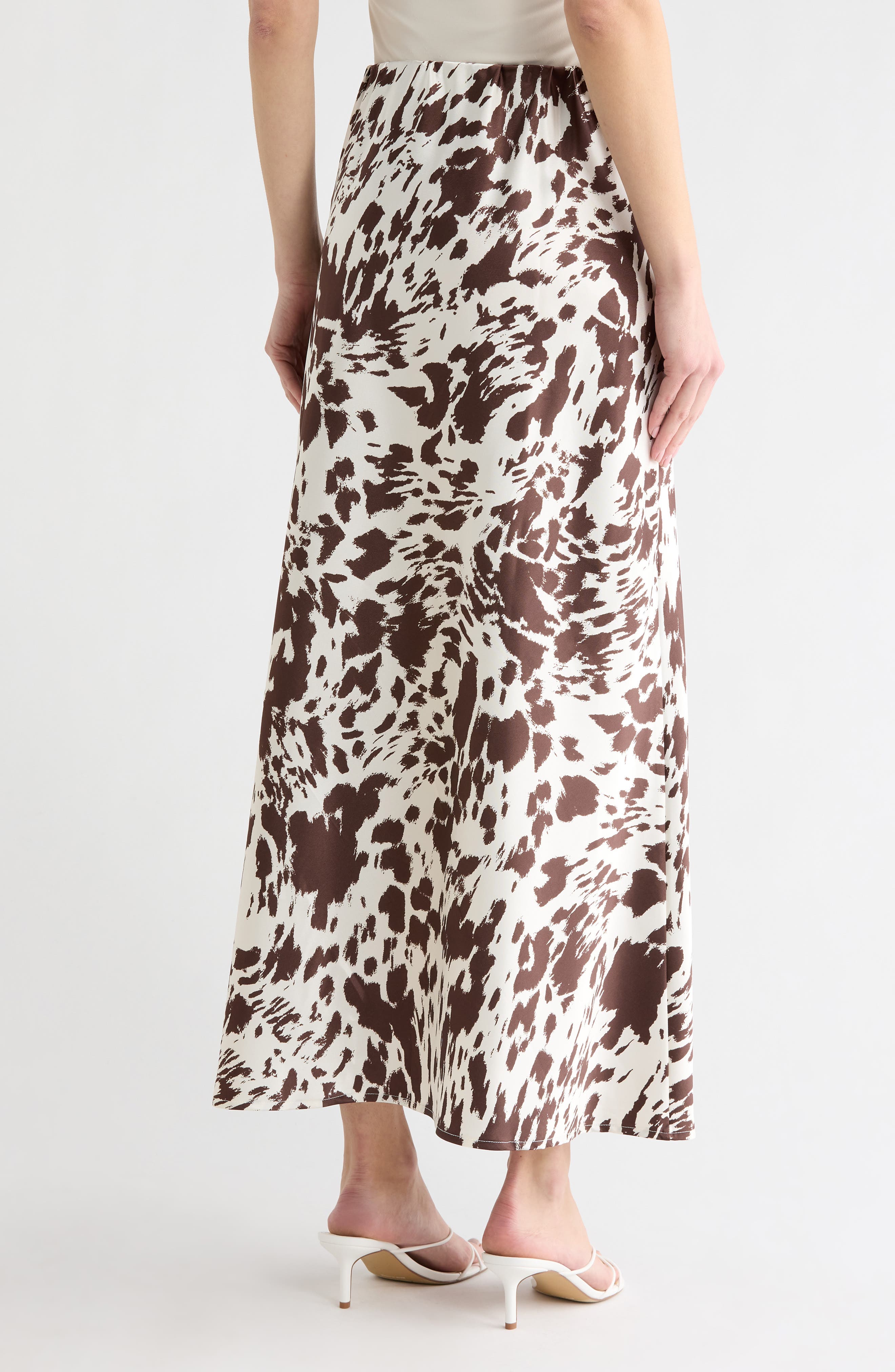 Vigoss Animal Print Satin Maxi Skirt