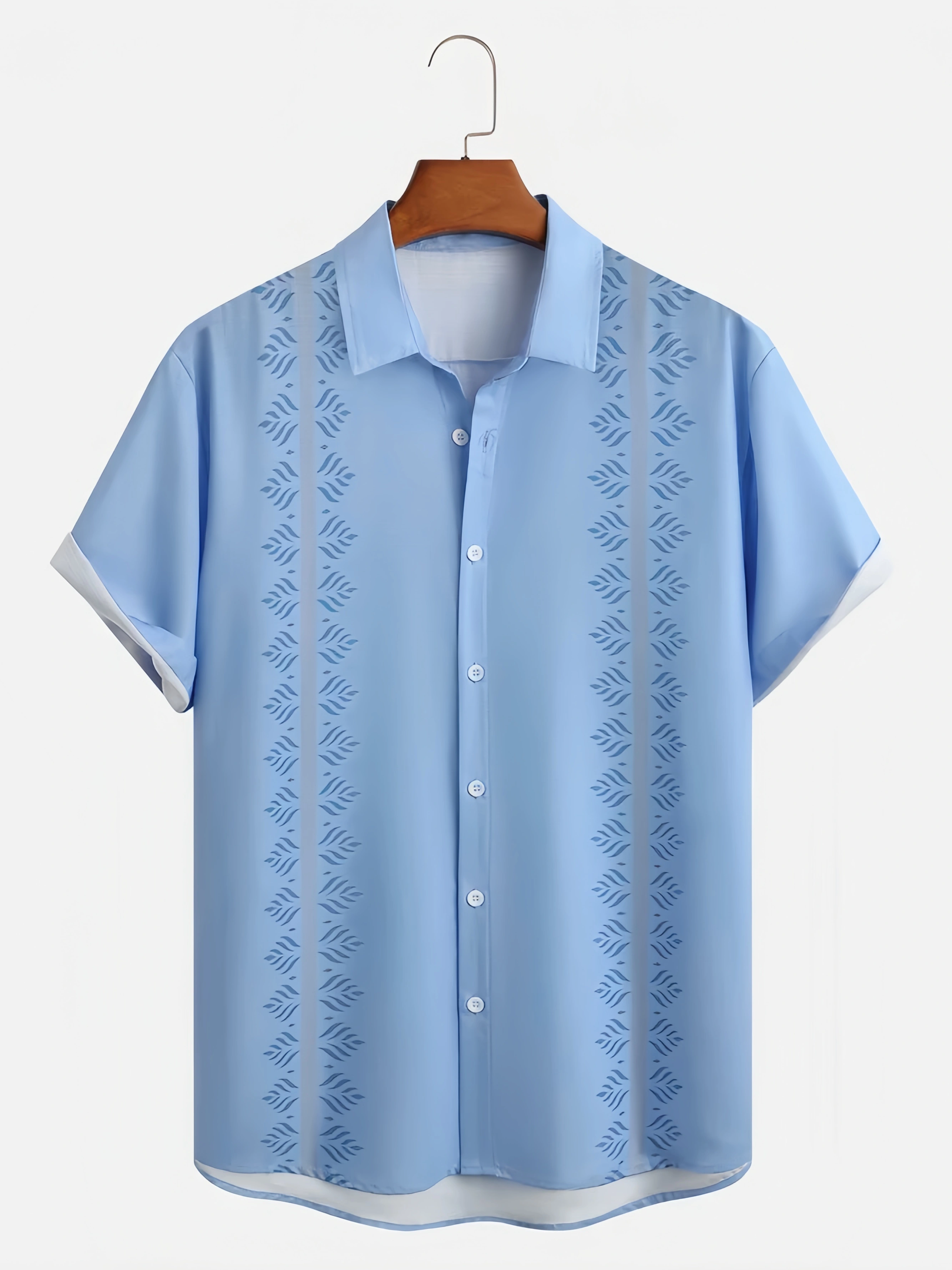 Stripe Plant Flower Short Sleeve Hawaiian Shirt