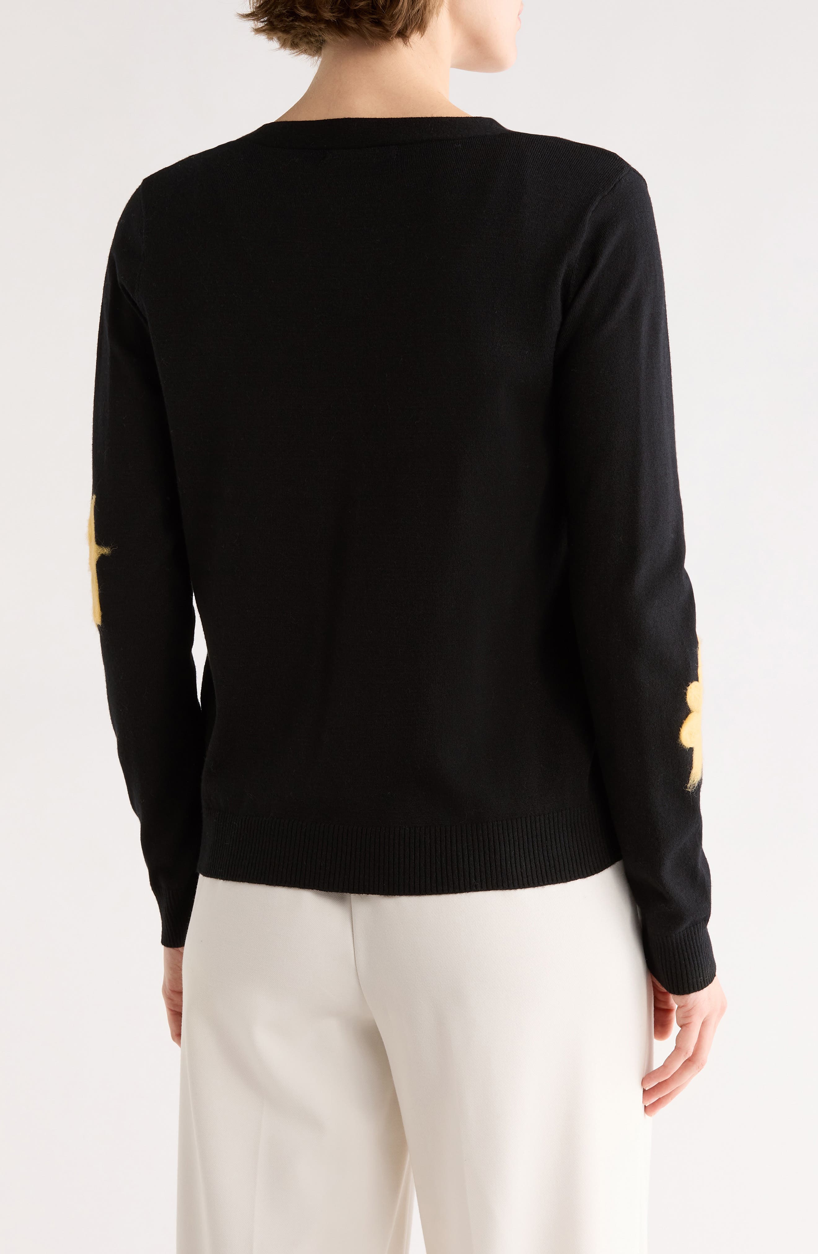 DR2 by Daniel Rainn Floral Appliqué V-Neck Cardigan