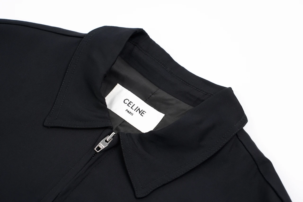 CELINE Black Triomphe Embroidered Collared Jacket product photo from LabelPicks