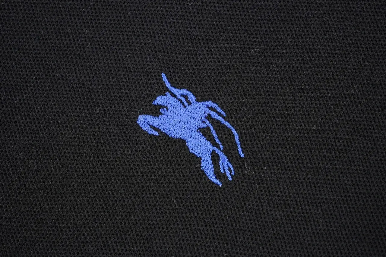Burberry Black Blue Trim Equestrian Knight Polo Shirt product photo from LabelPicks