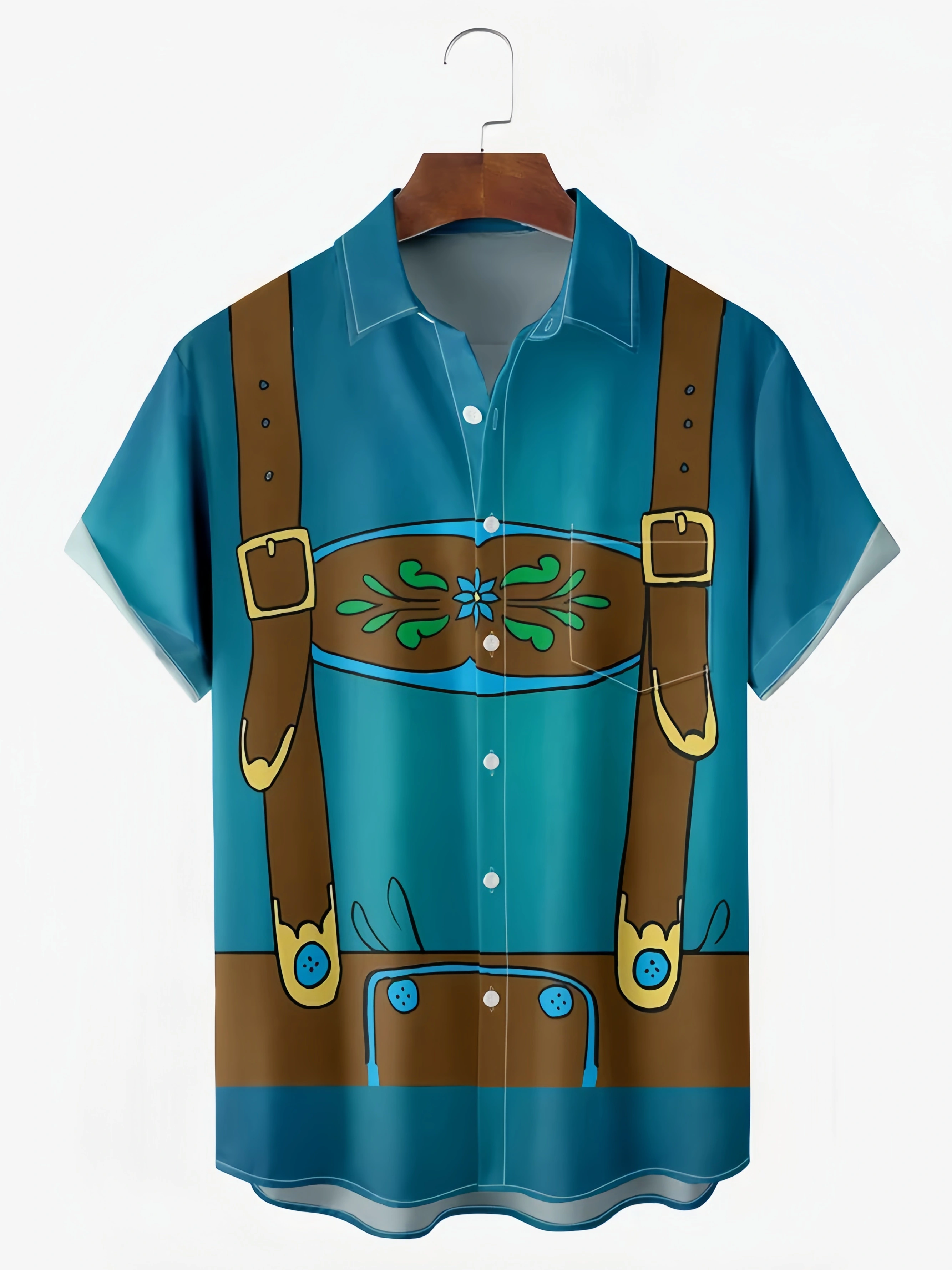 Lederhosen Chest Pocket Short Sleeves Casual Shirt