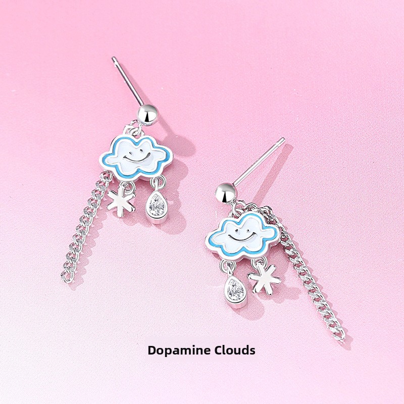 Original dopamine cloud earrings made of 925 sterling silver, featuring a cute and unique design, perfect for summer and as a fresh accessory