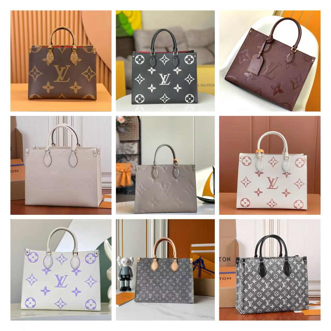 LOUIS VUITTON ONTHEGO / Cowhide / Vegetable Tanned Leather / Jeans / Medium 35CM/ Small25CM