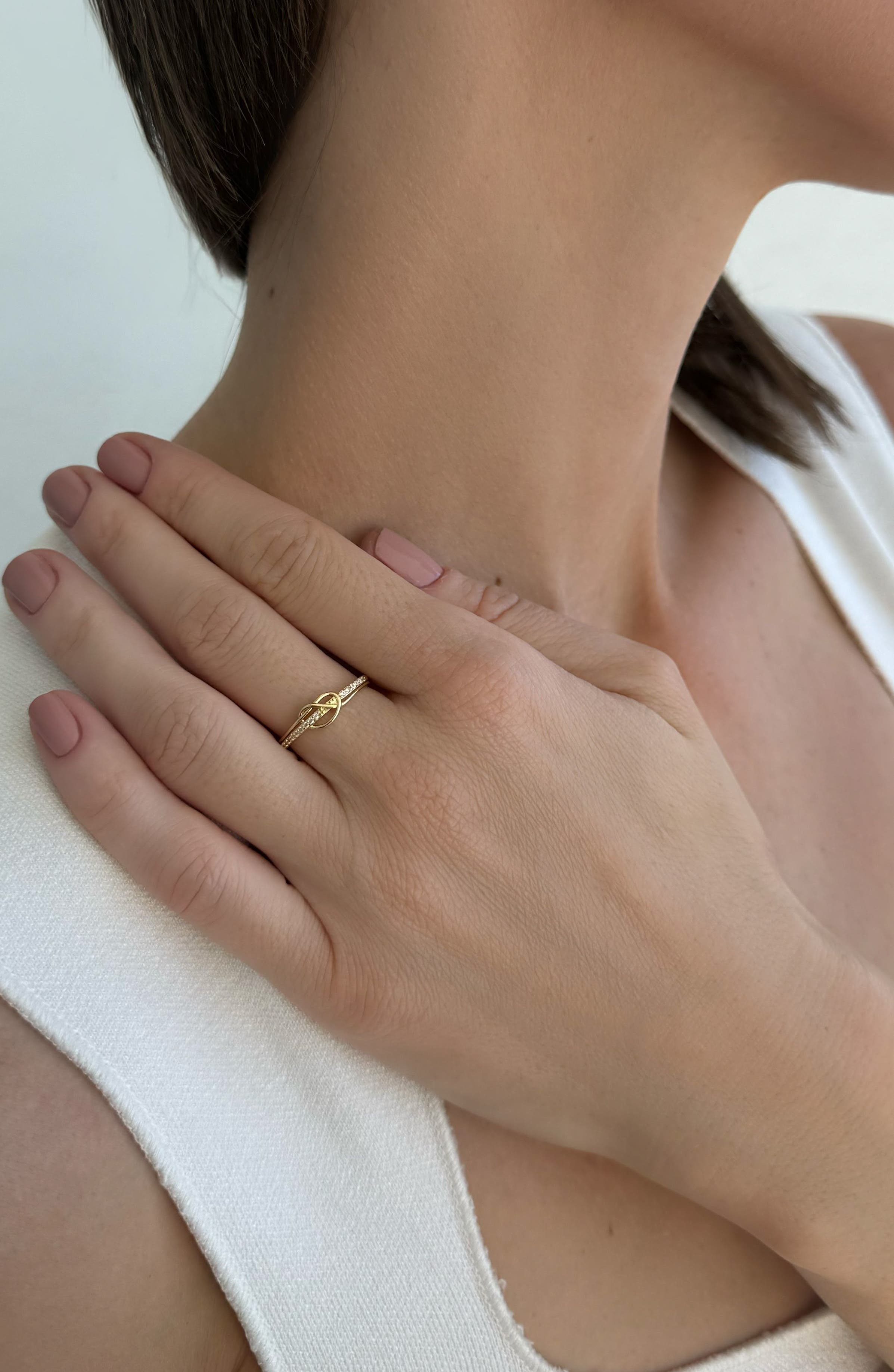 Adornia 14K Gold Plated Cubic Zirconia Knotted Band Ring