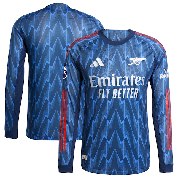 Arsenal adidas 2025/26 Away Authentic Long Sleeve Jersey with Patch - Blue/Red