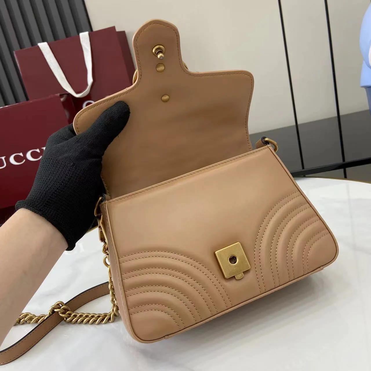 Gucci Beige Marmont GG Supreme Canvas Top Handle Bag product photo from LabelPicks