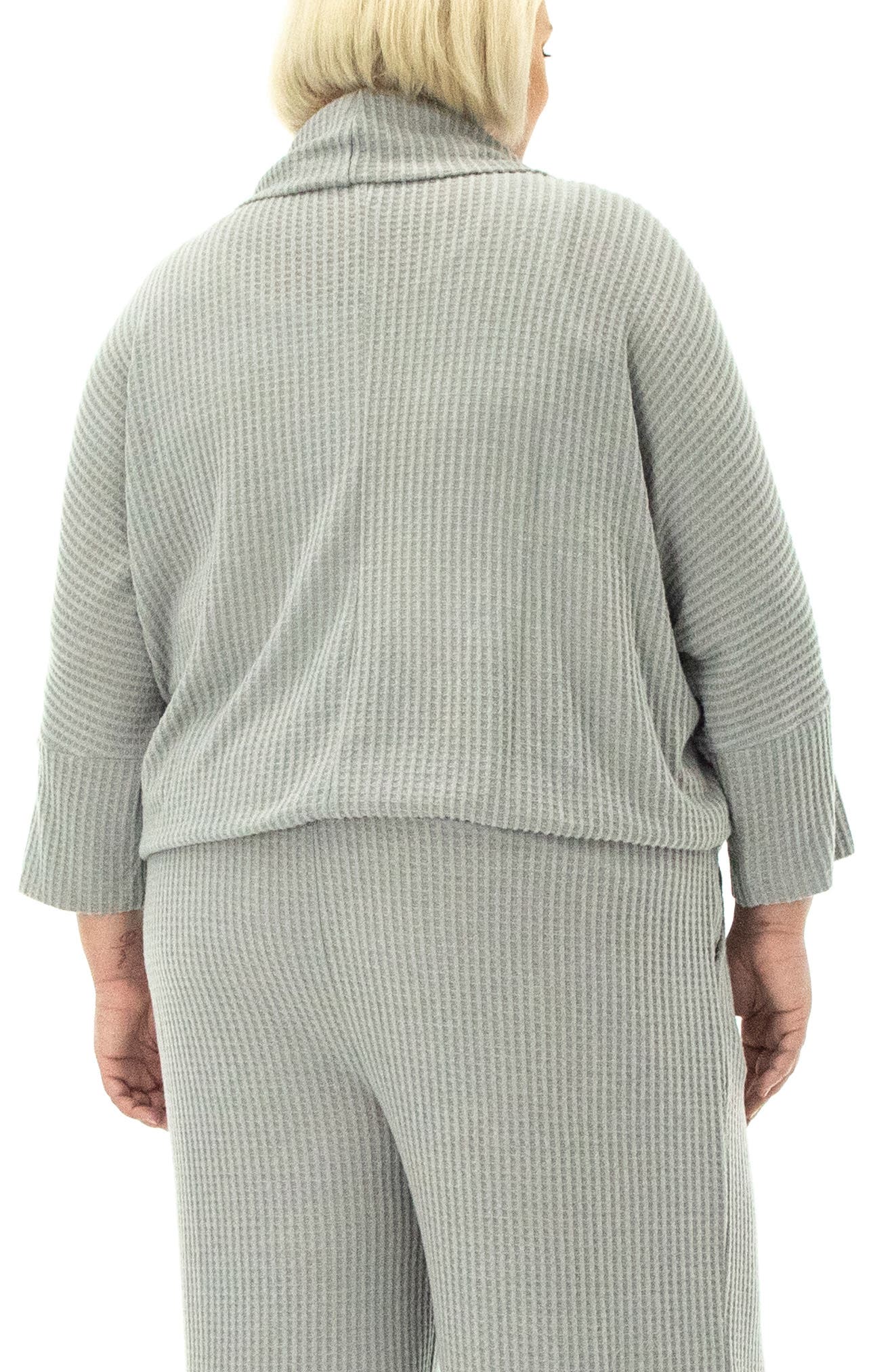 Nina Leonard Waffle Knit Cowl Neck Top
