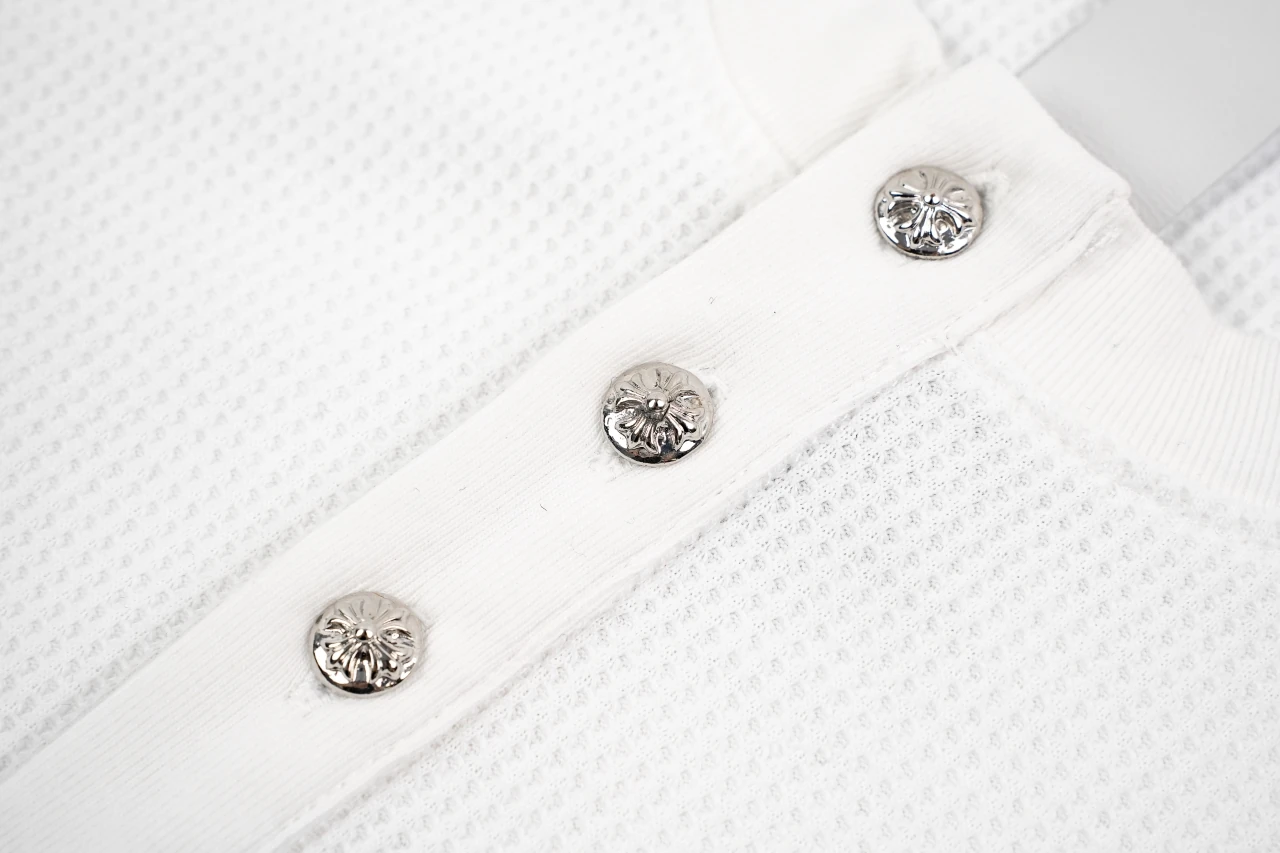 Chrome Hearts White Leather Patch Silver Button Henley Sweatshirt product photo from LabelPicks