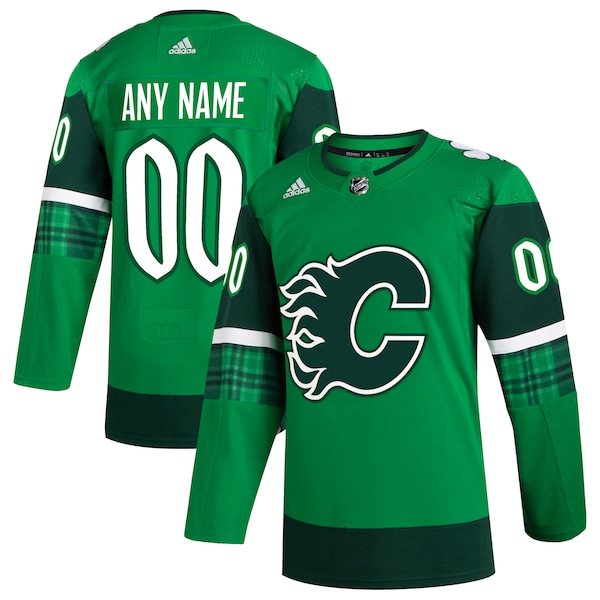 Calgary Flames adidas St. Patrick's Day Authentic Custom Jersey - Kelly Green