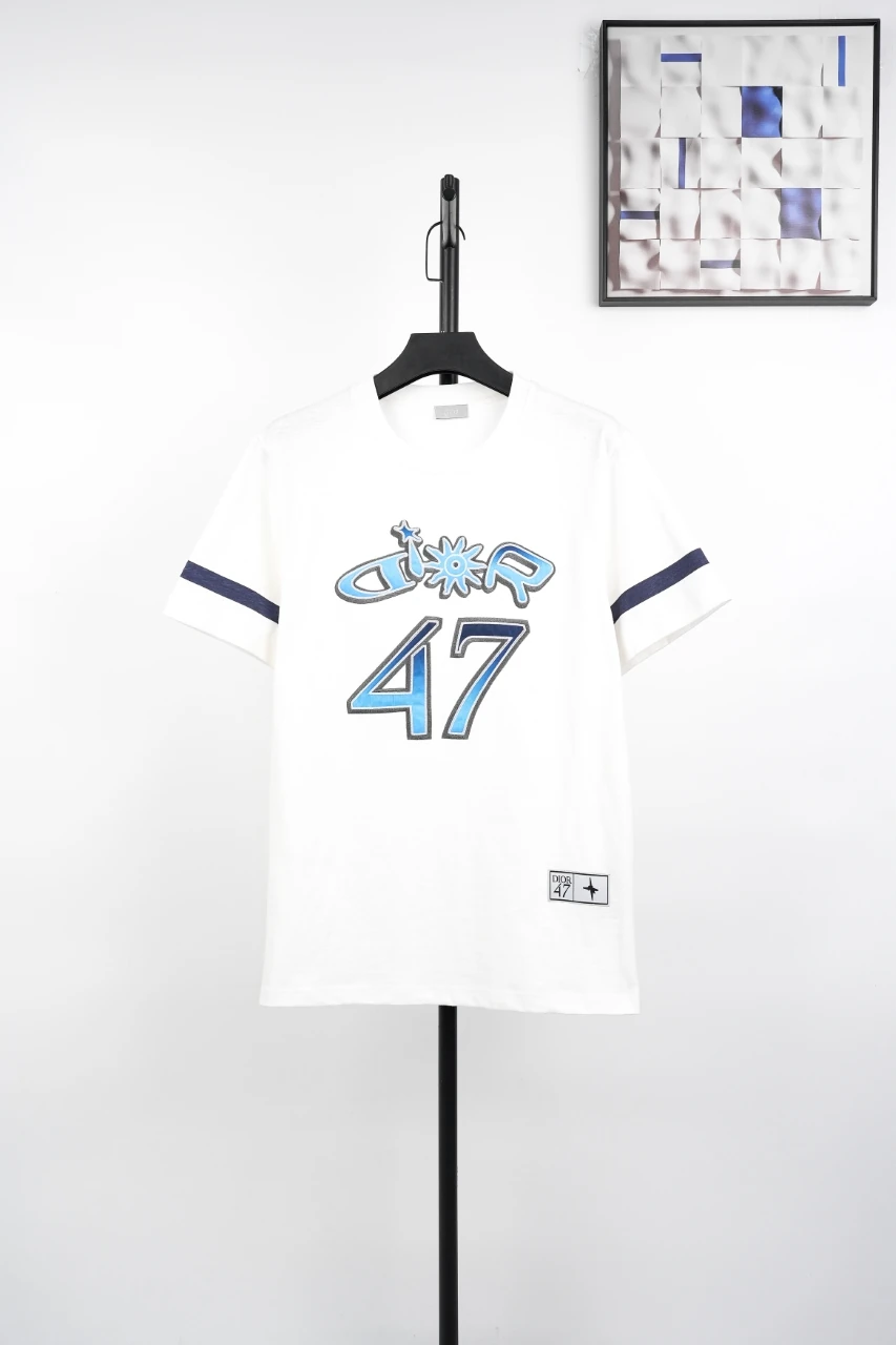 Dior White Blue 47 Graphic Print T-Shirt product photo from LabelPicks