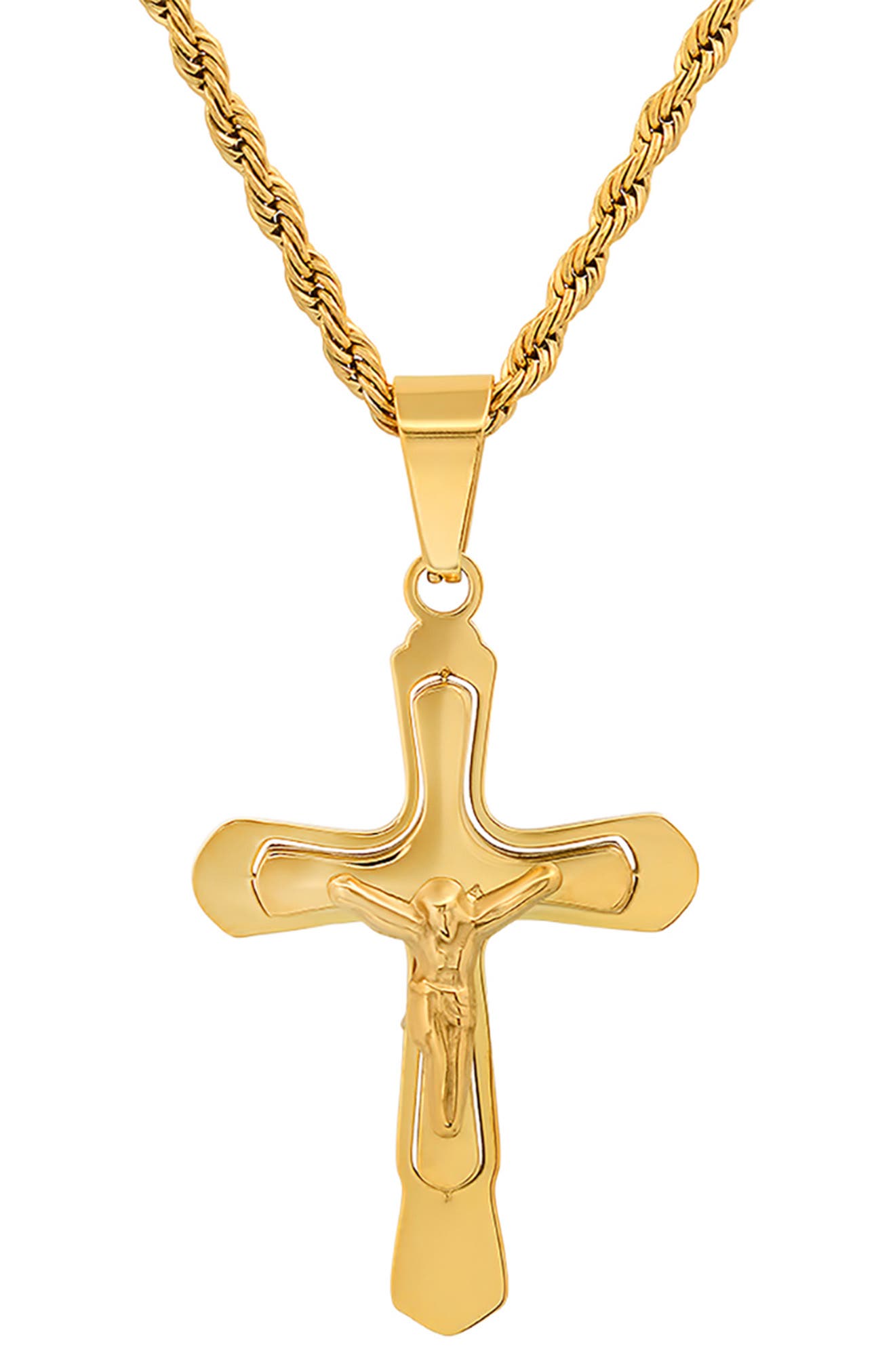 HMY JEWELRY Stainless Steel Crucifix Pendant Necklace