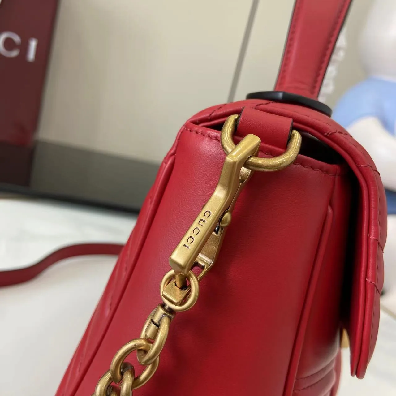 Gucci Red Marmont GG Supreme Canvas Top Handle Bag product photo from LabelPicks