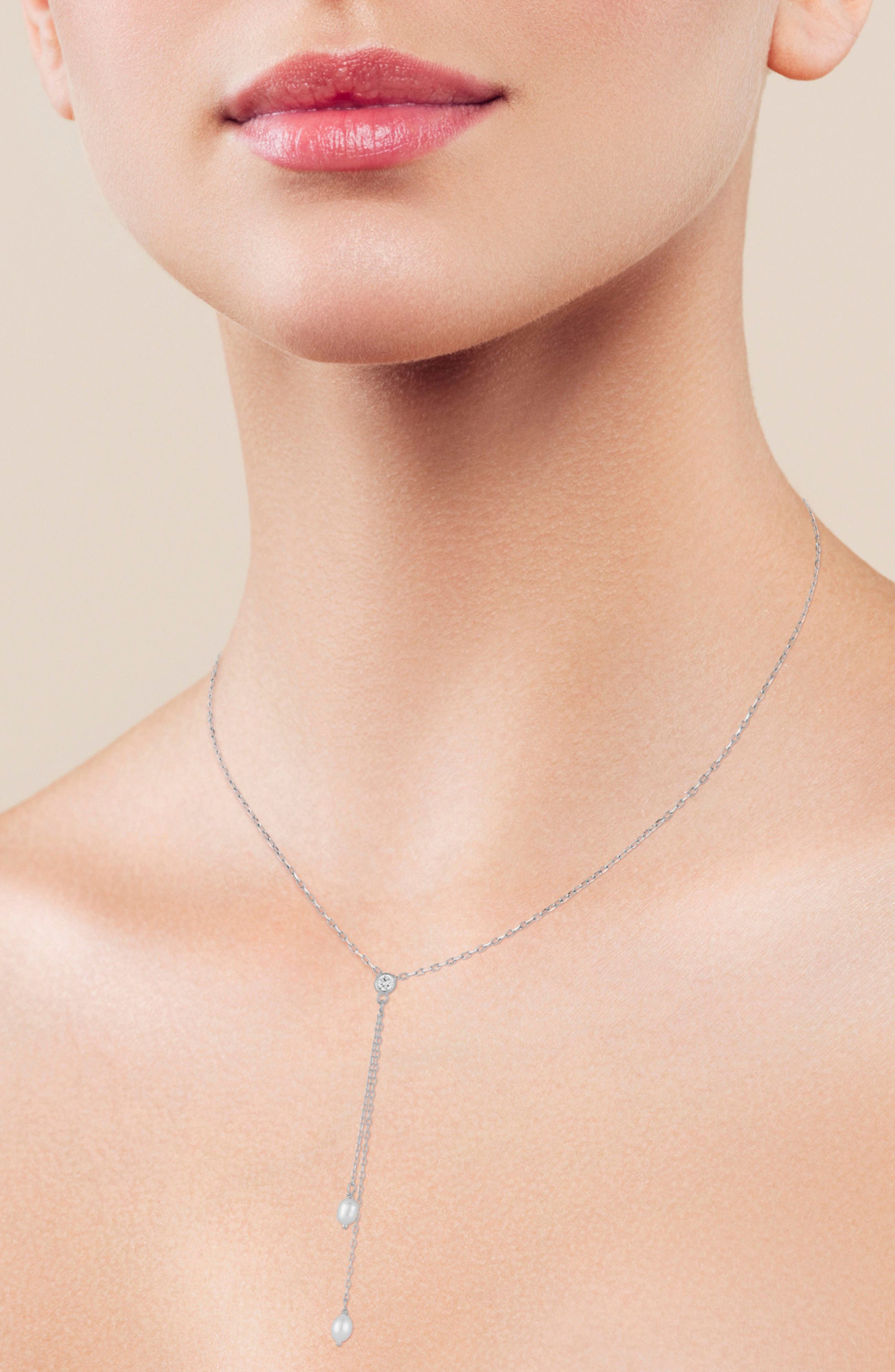GLAZE JEWELRY Cubic Zirconia & Cultured Pearl Y-Necklace