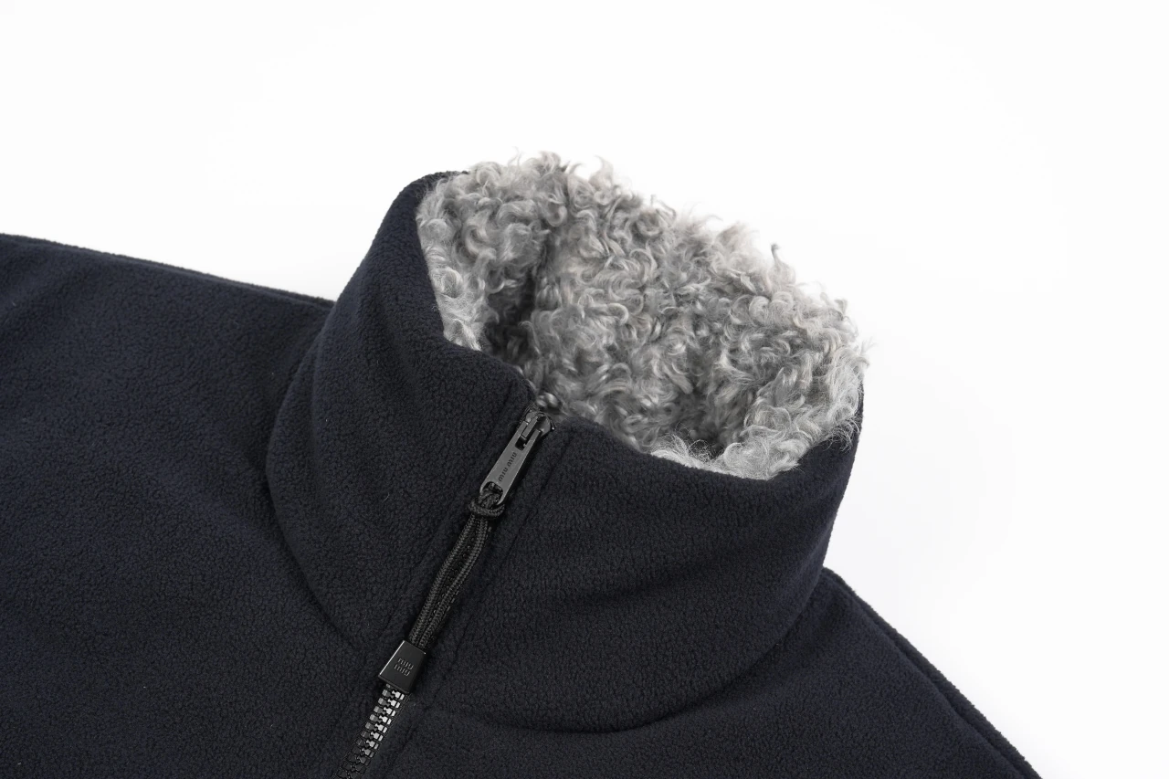Miu Miu Black Fur Collar Embroidered Down Jacket product photo from LabelPicks