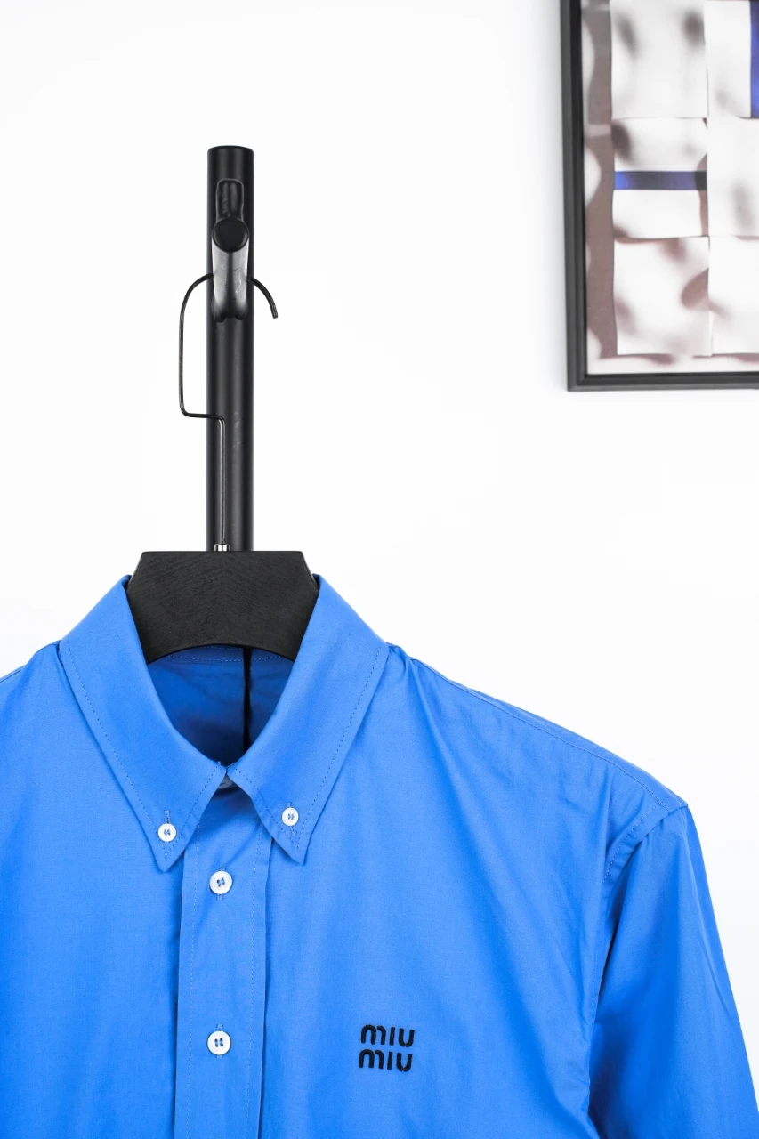 Miu Miu Klein Blue Embroidered Long Sleeve Shirt product photo from LabelPicks