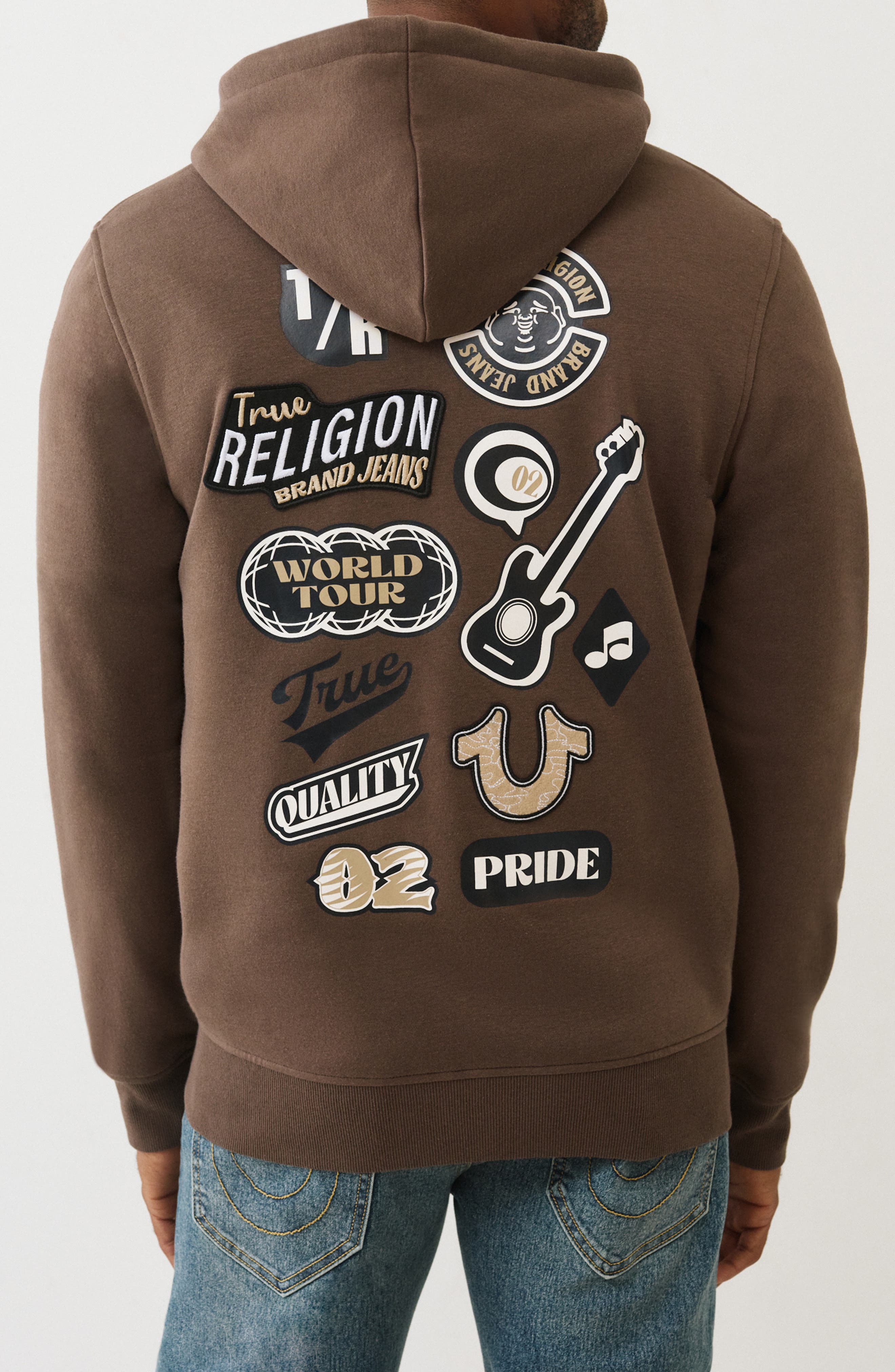 True Religion Embroidered Patch Zip Hoodie