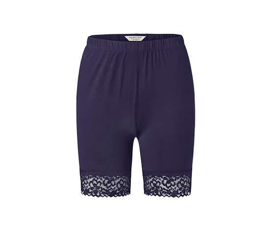 Radlershorts mit Spitzenborte, dunkelblau