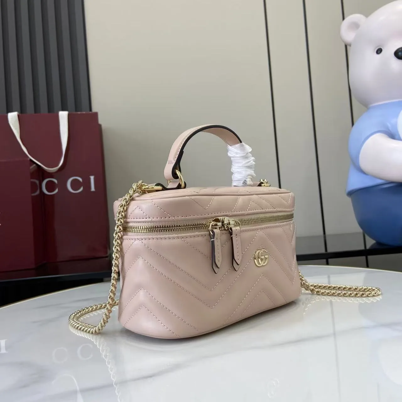 Gucci Marmont Pink GG Supreme Canvas Top Handle Bag product photo from LabelPicks