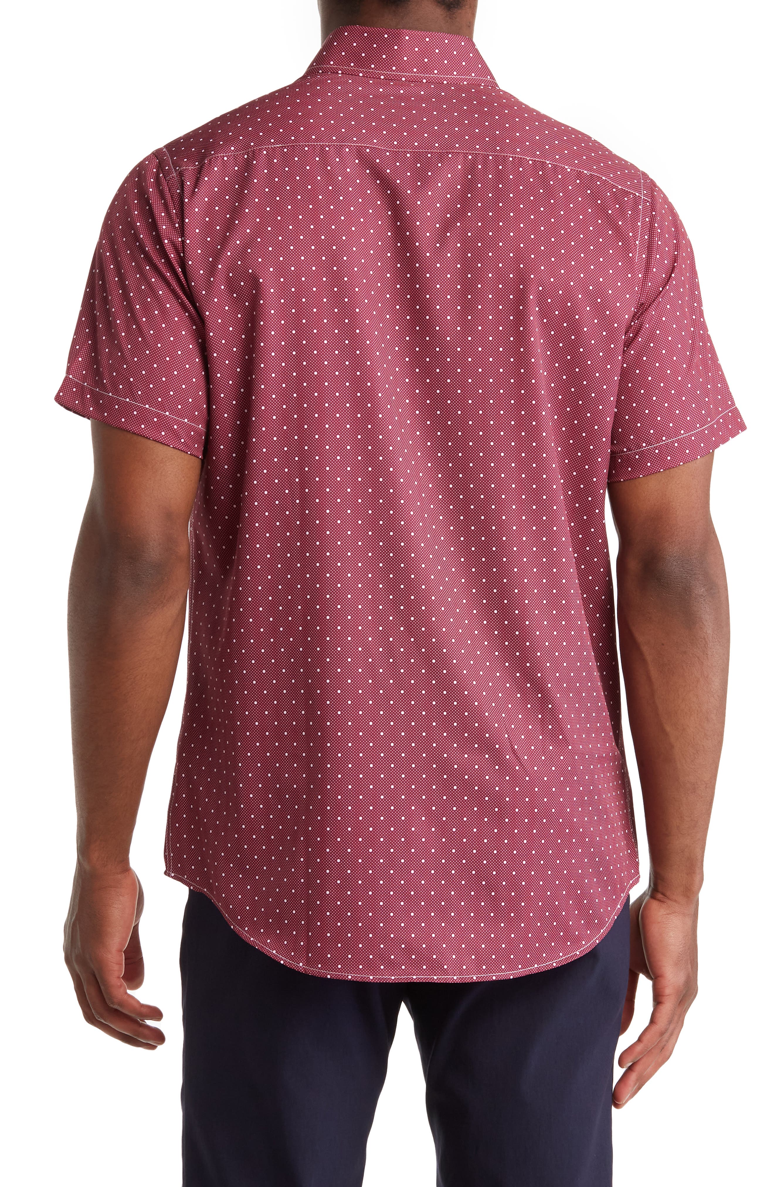TOM BAINE Slim Fit Performance Short Sleeve Button-Up Shirt