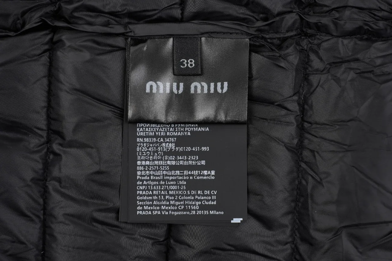 Miu Miu Matte Black Logo Embroidered Stand Collar Down Jacket product photo from LabelPicks