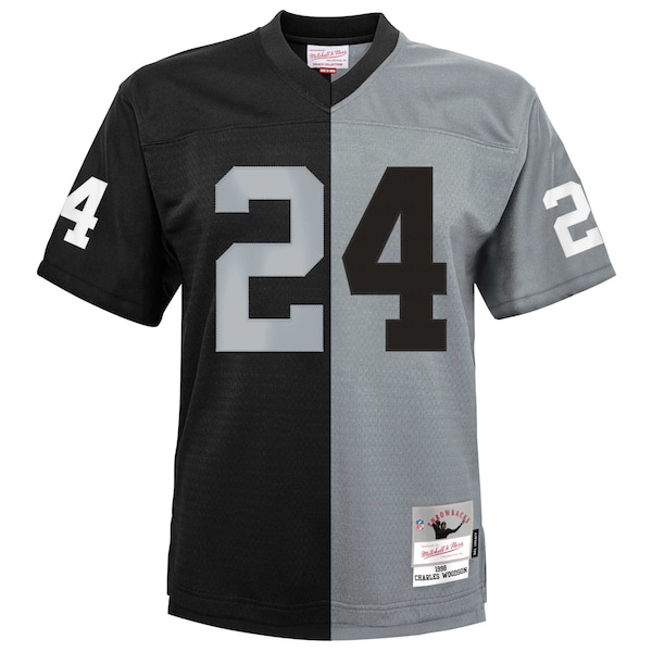 Charles Woodson Las Vegas Raiders Youth Split Legacy Jersey - Black/Silver