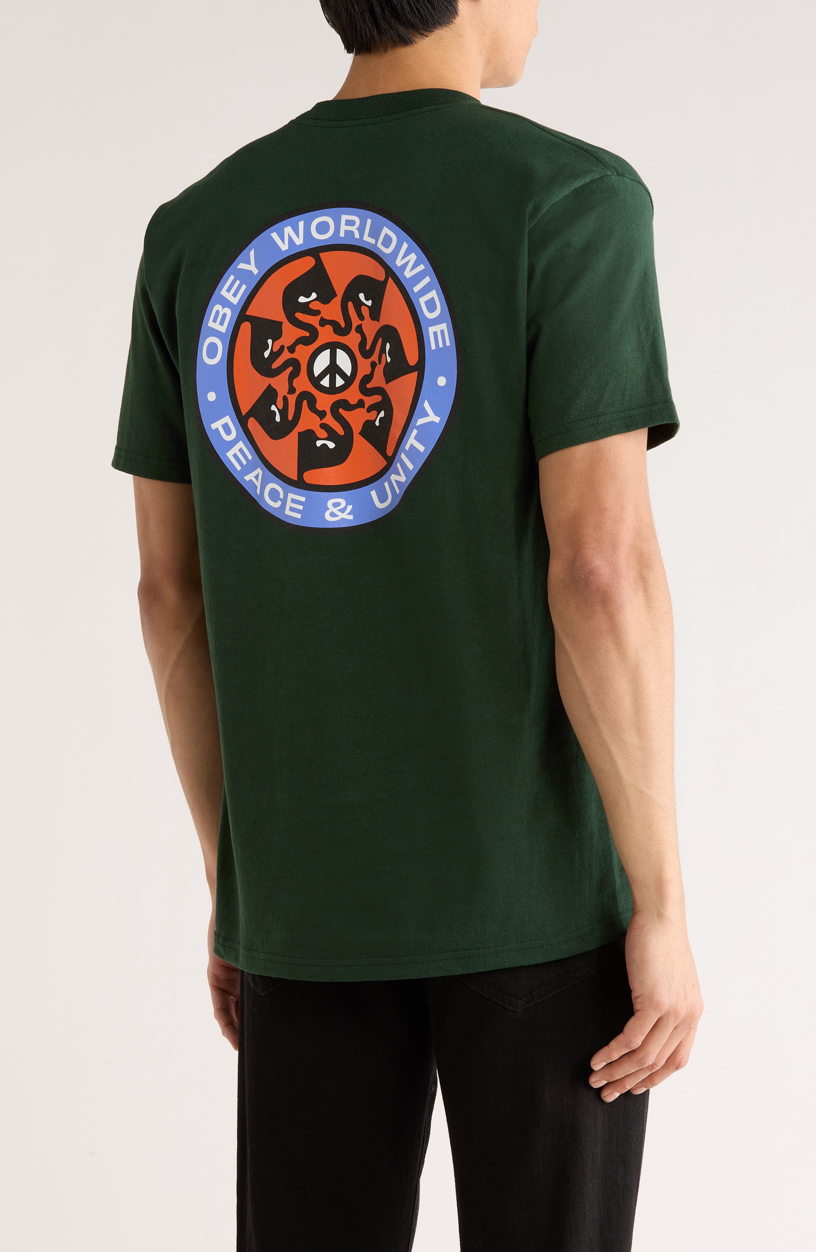 Obey Logo Peace Wheel Graphic T-Shirt