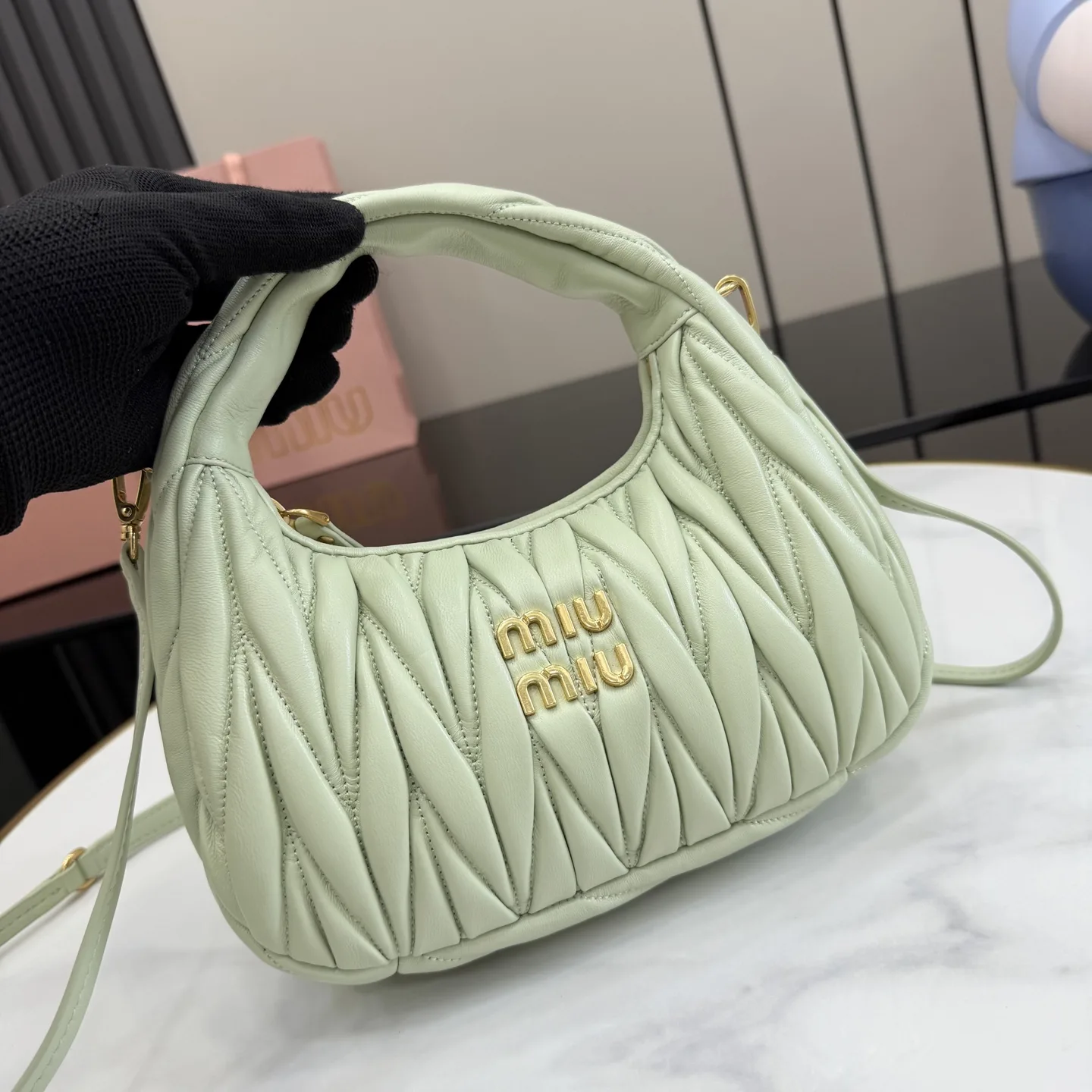 Miu Miu Matelasse Green Lambskin Shoulder Bag product photo from LabelPicks