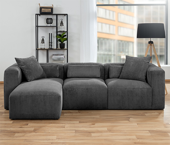 Ecksofa mit Longchair »Lenata«, anthrazit, links
