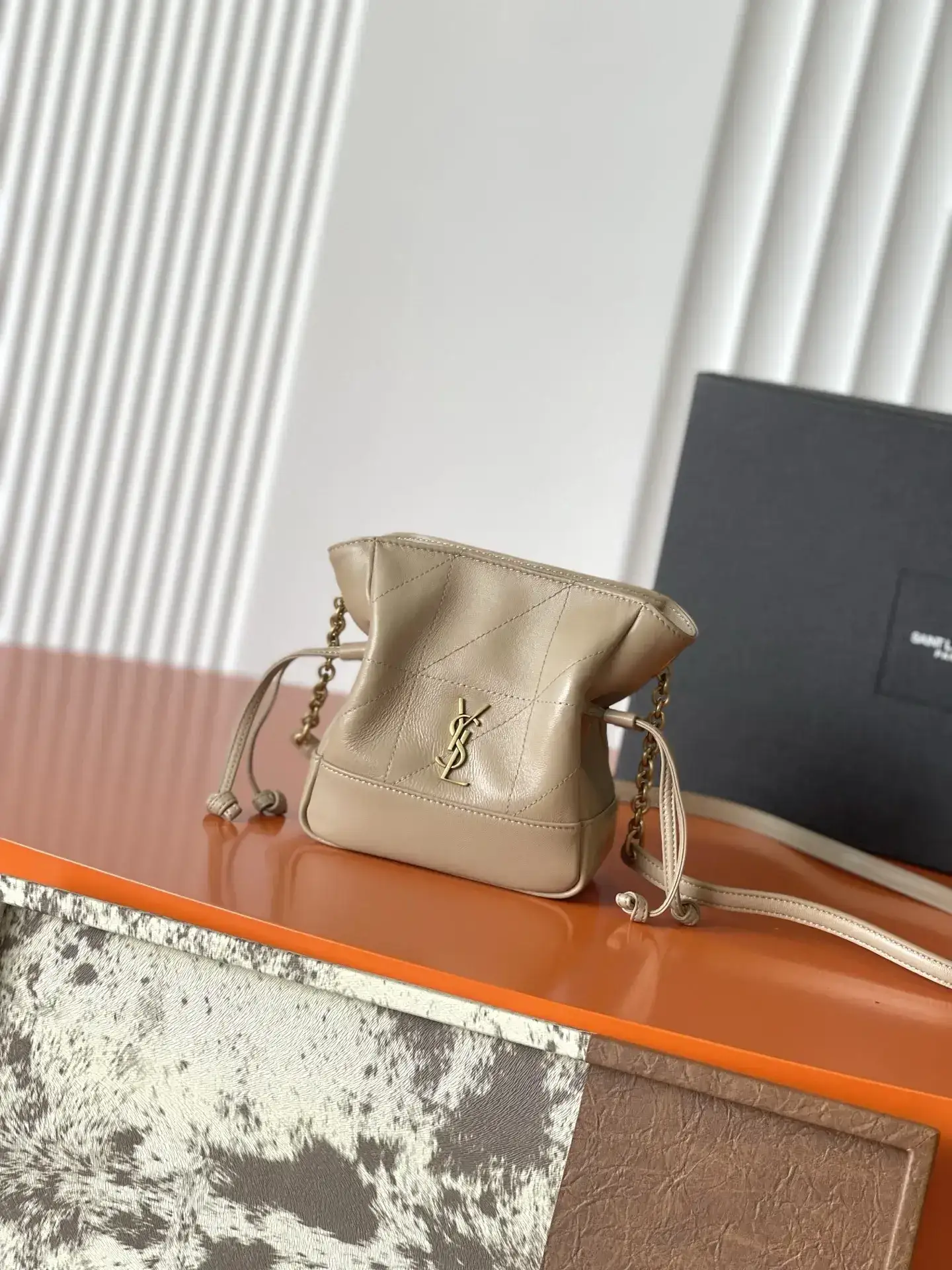 Saint Laurent Jamie Beige Lambskin Bucket Bag product photo from LabelPicks