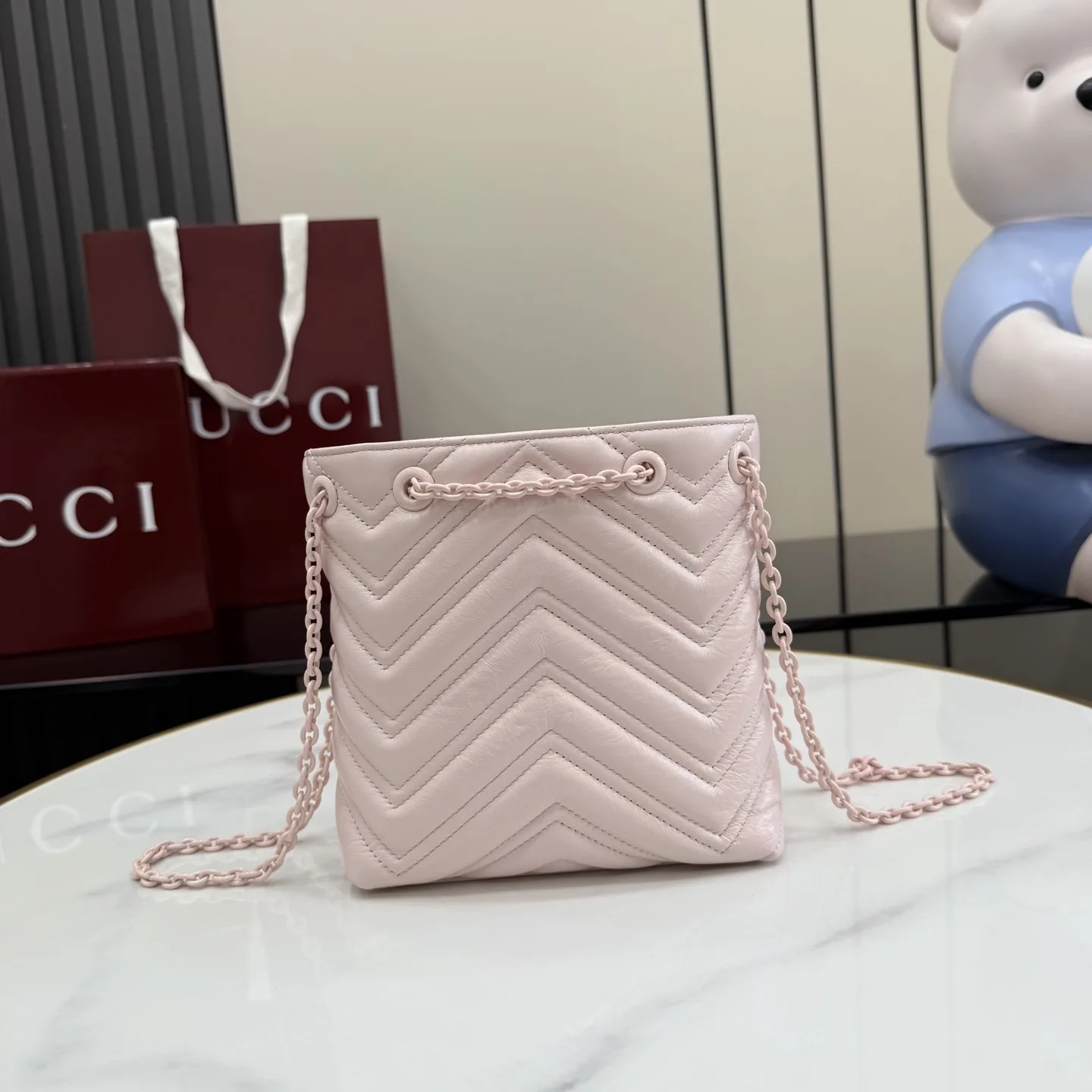 Gucci Pink Marmont GG Supreme Canvas Bucket Bag product photo from LabelPicks