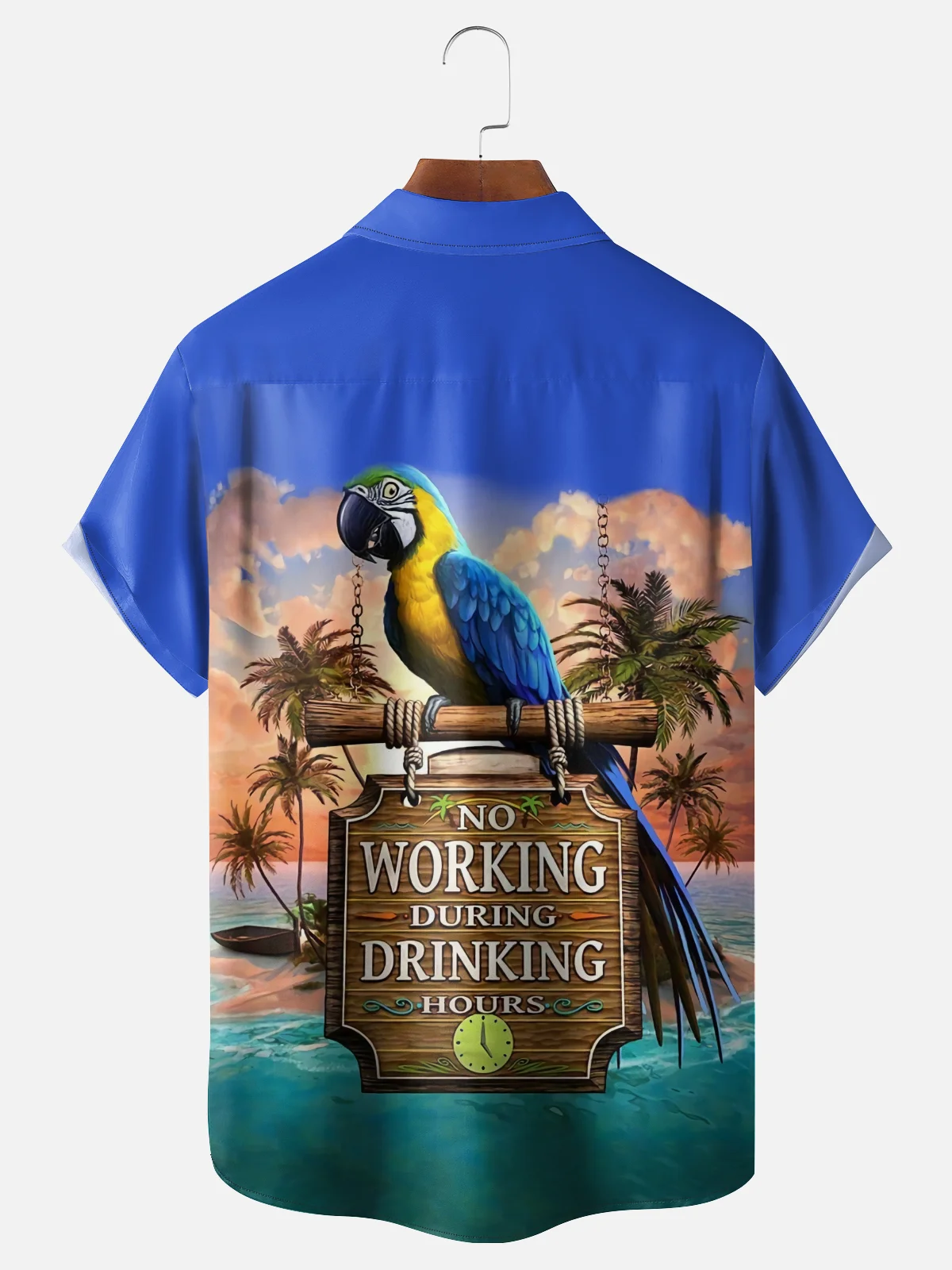 Moisture Wicking Parrot Seascape Chest Pocket Holiday Shirt