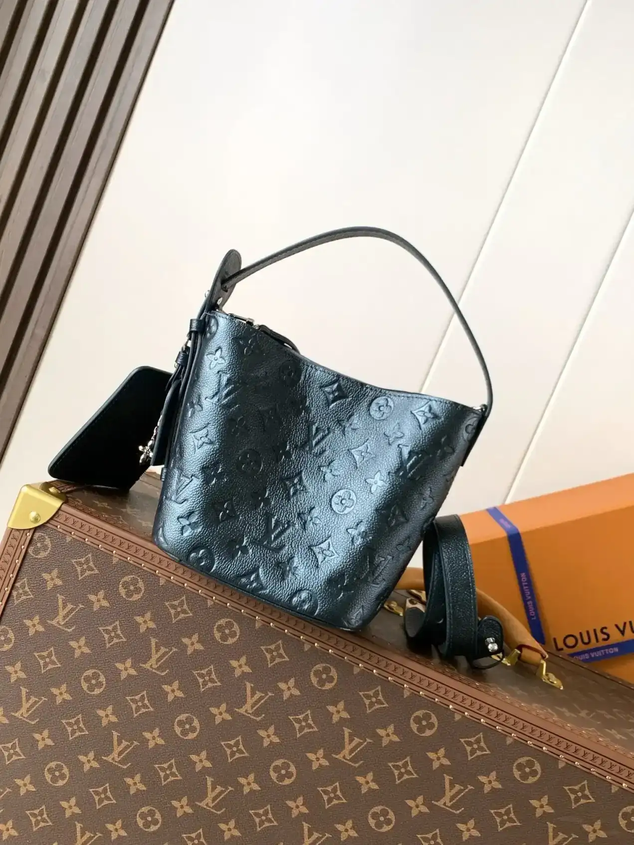 Louis Vuitton Black Grained Leather Bucket Bag product photo from LabelPicks