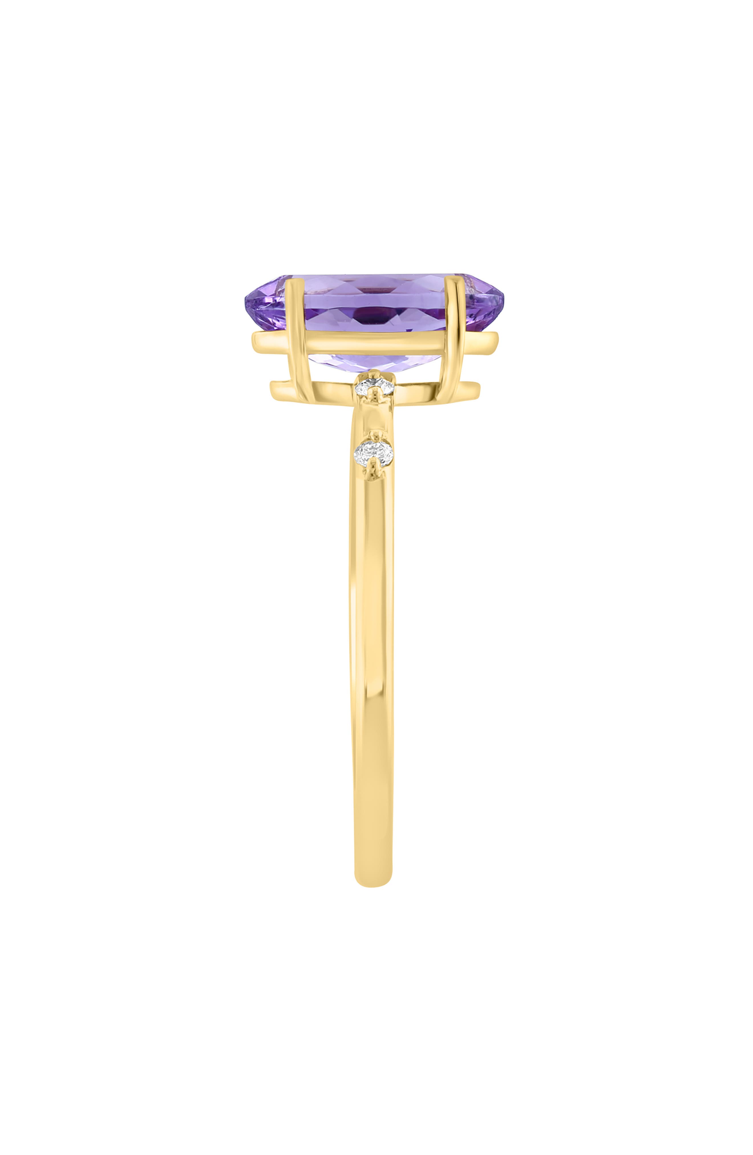 EFFY 14K Yellow Gold Amethyst & Diamond Ring