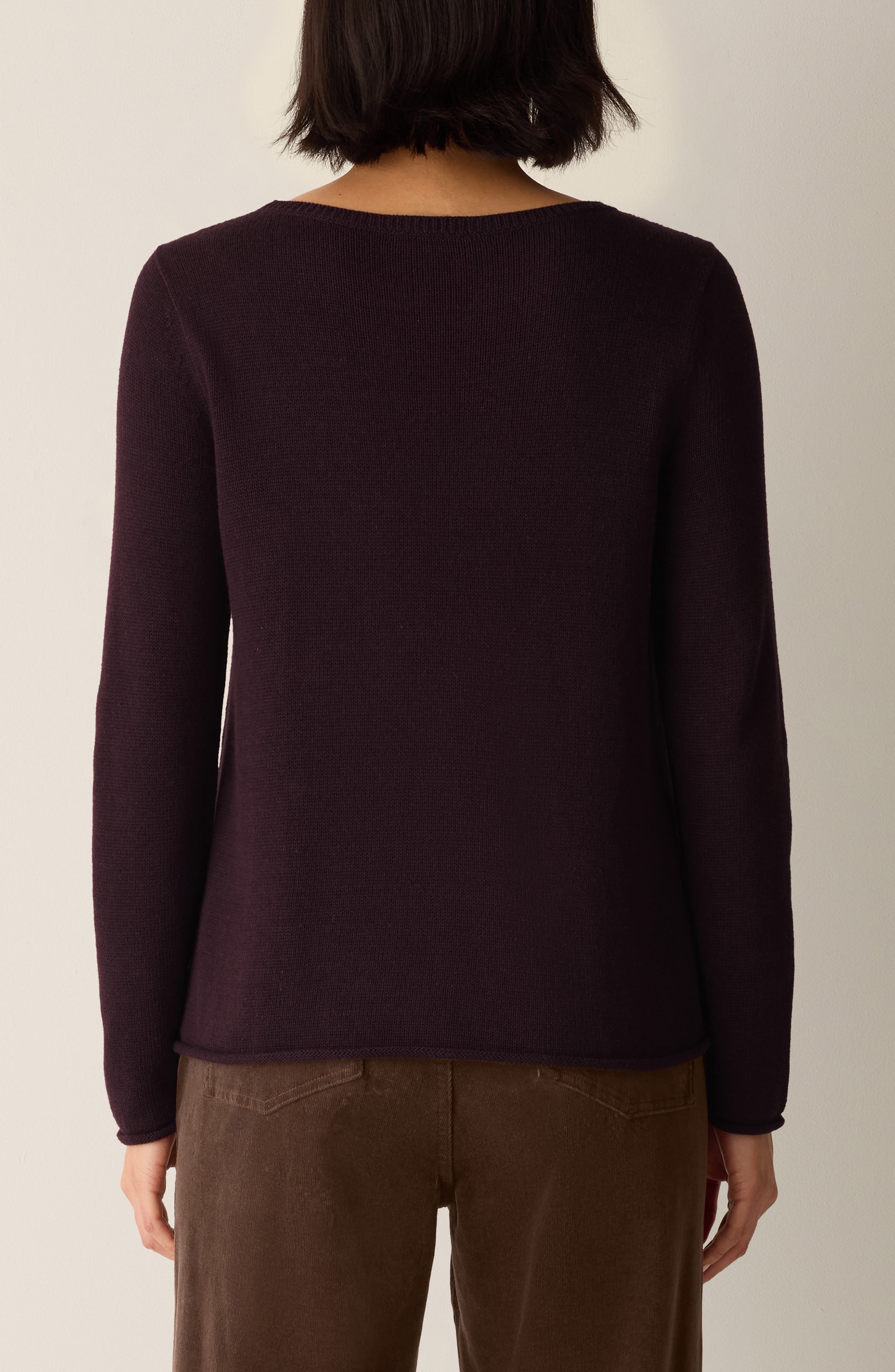 Eileen Fisher Bateau Neck Cotton Blend Sweater