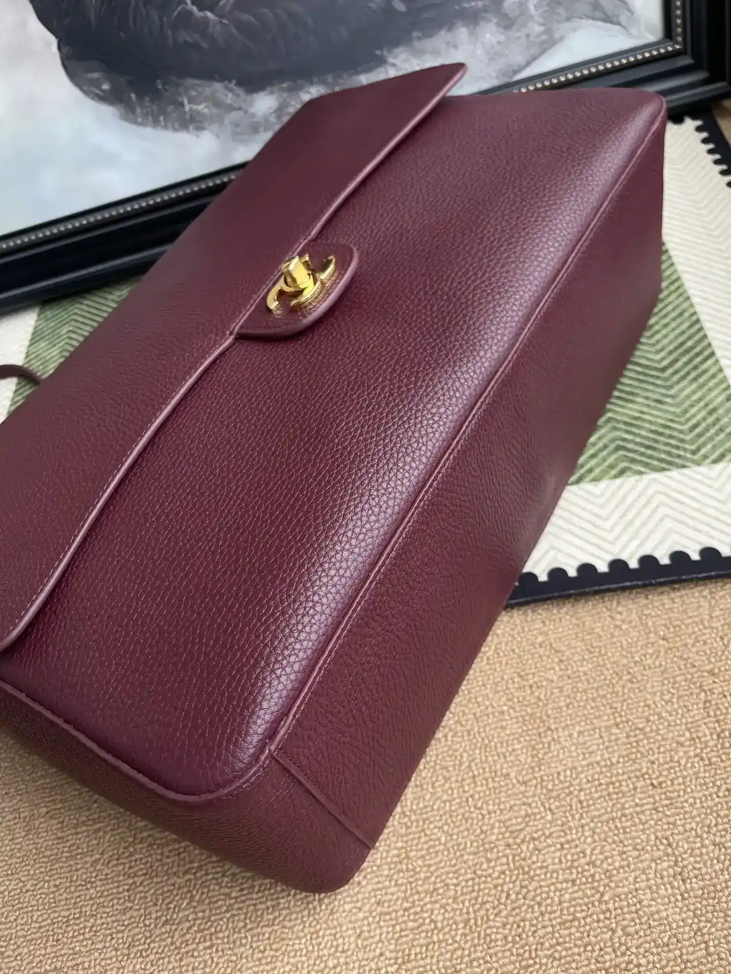Chanel Classic Flap Burgundy Grained Leather Top Handle Bag product photo from LabelPicks