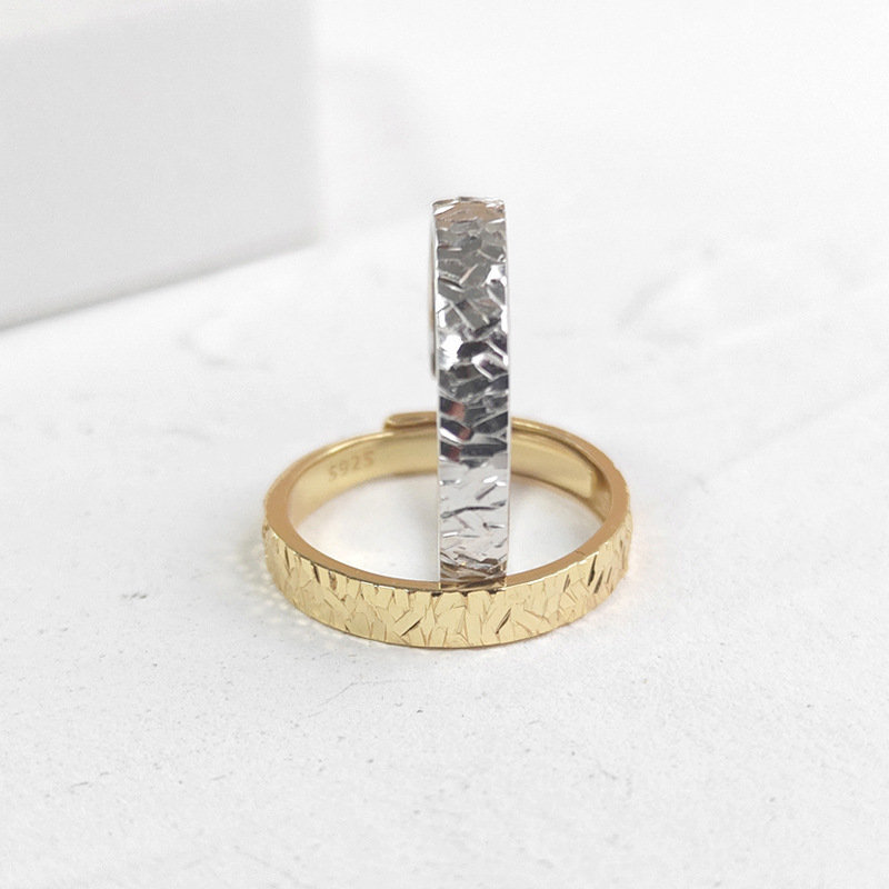 Same style S925 sterling silver couple rings, trendy minimalist open ring, live-stream jewelry