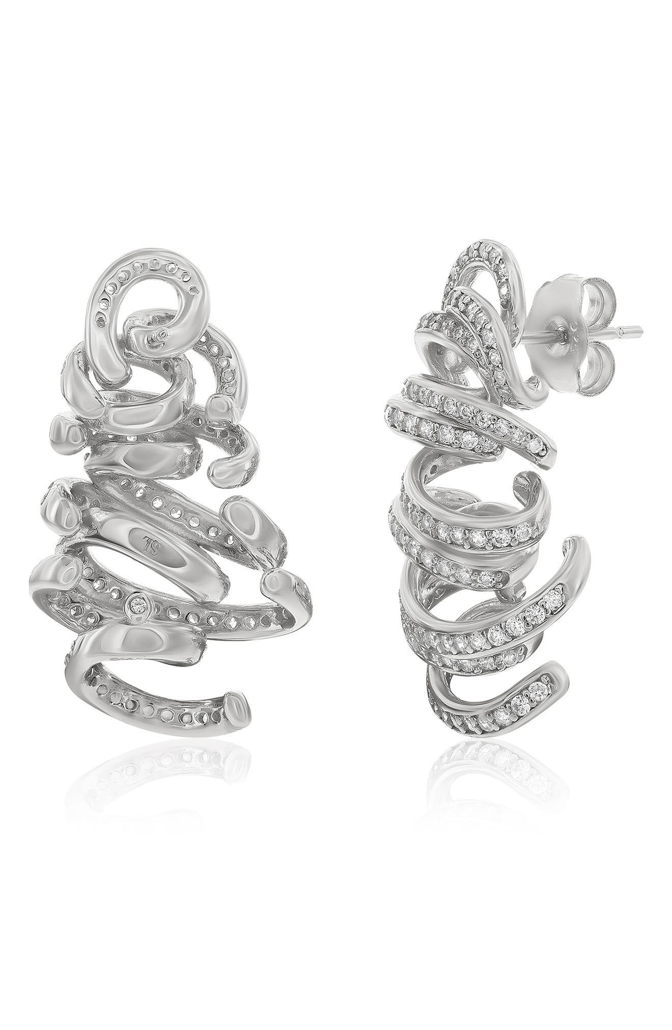 SUZY LEVIAN Cubic Zirconia Spiral Drop Earrings