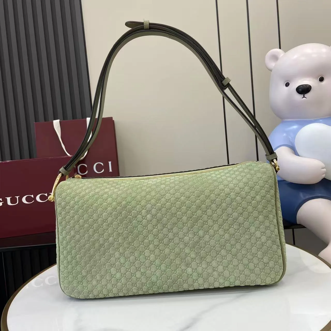 Gucci Horsebit Green Suede Leather Shoulder Bag product photo from LabelPicks