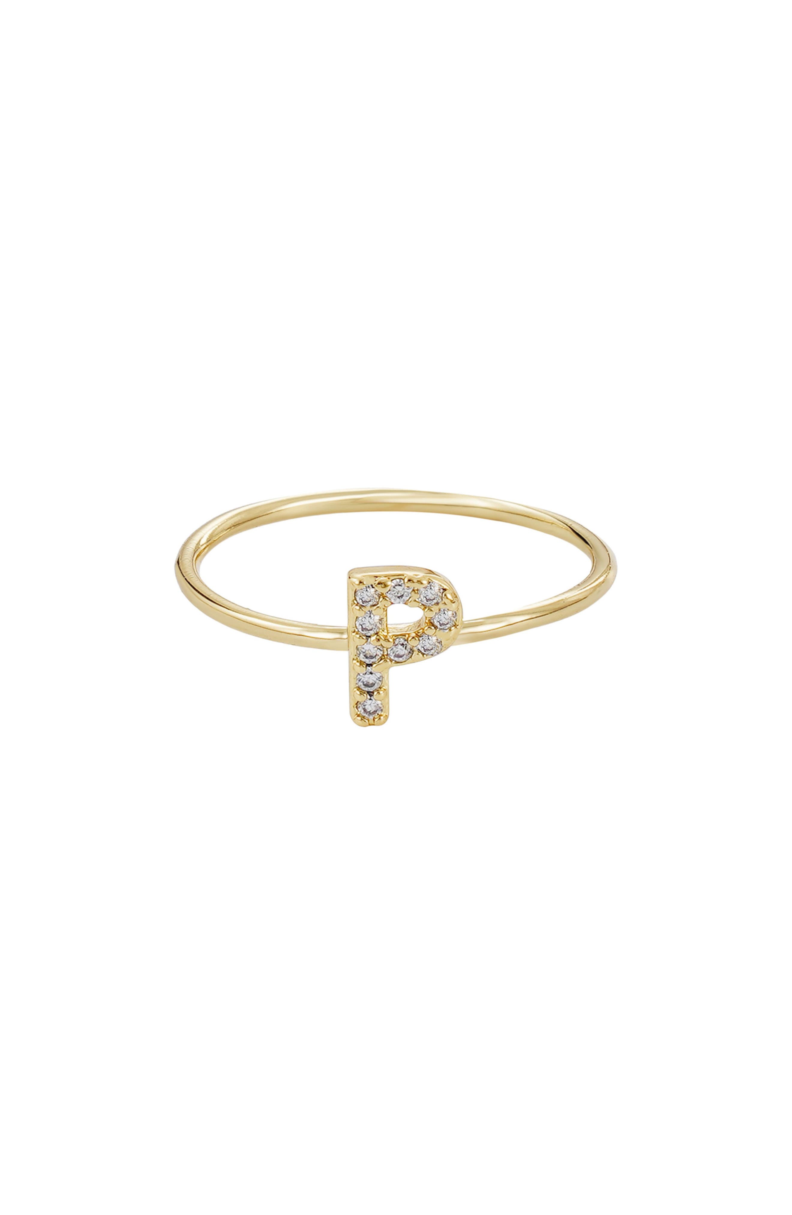 Adornia Pavé CZ Initial Charm Ring